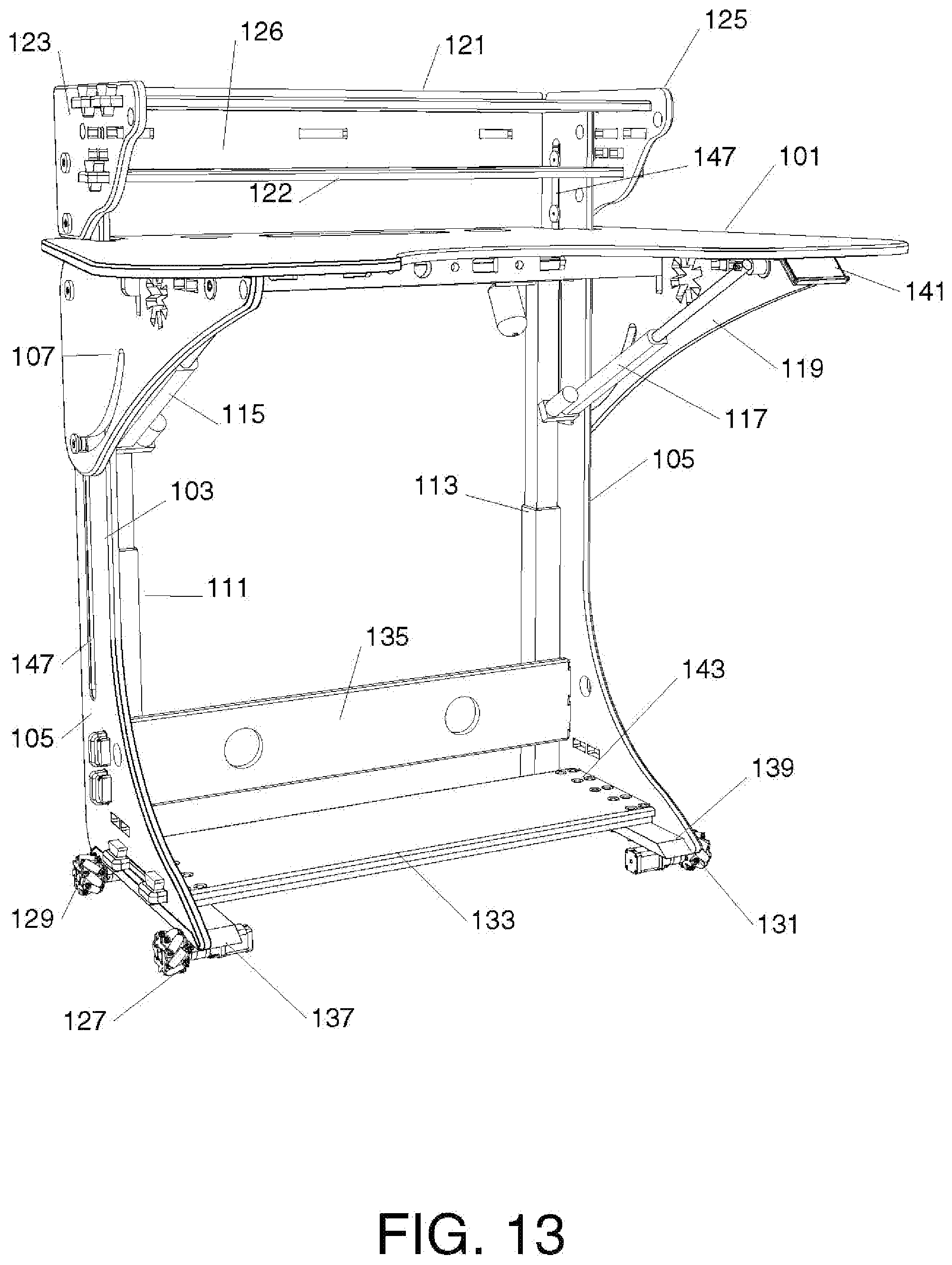 Patent US11779107 Figure 12 – Movable desk with adjustable lift and tilt