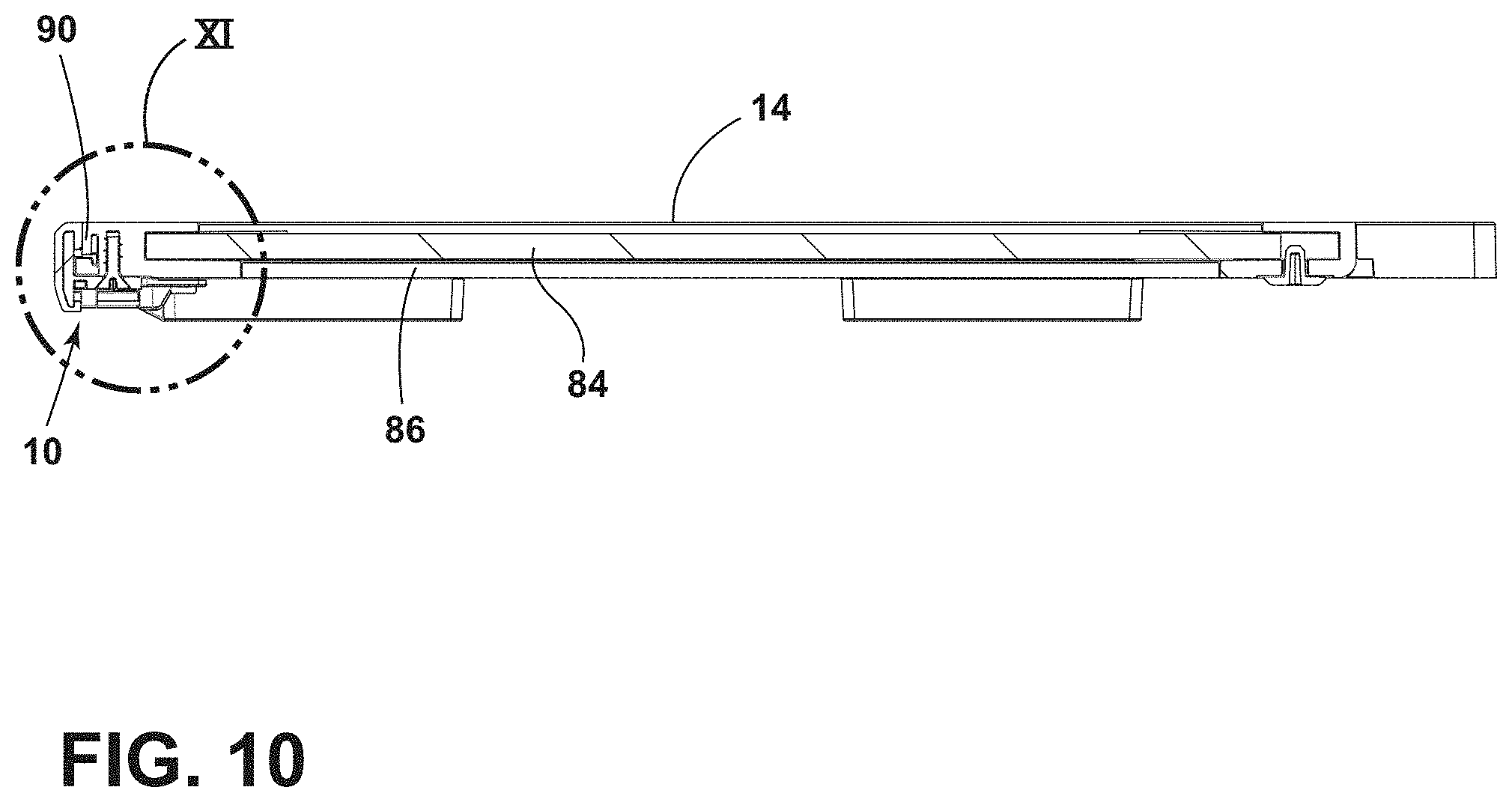 Patent US11779113 Figure 6 – Trim assembly for an appliance shelf