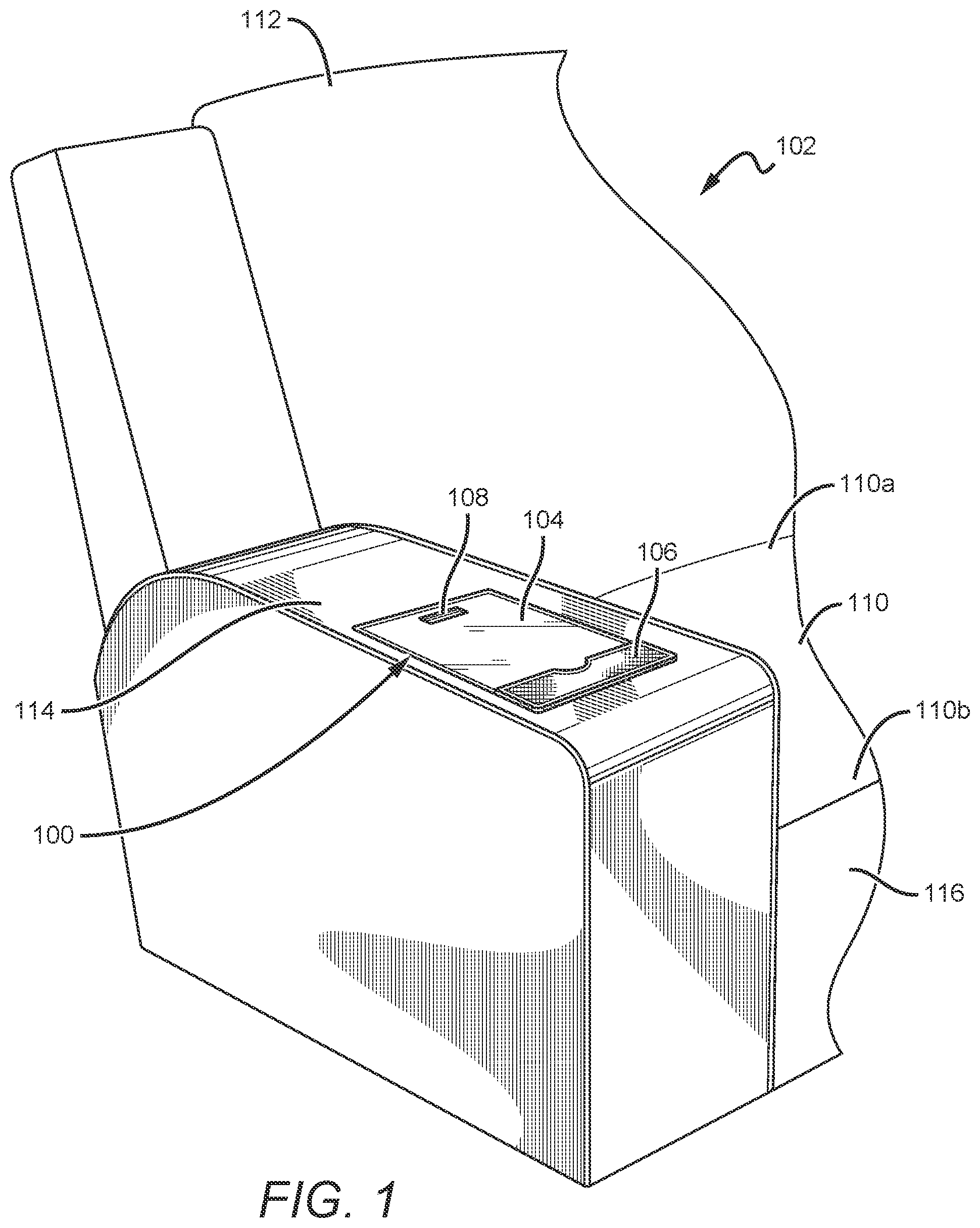 Patent US11779116 Figure 1 – Control panel for furniture and home entertainment system
