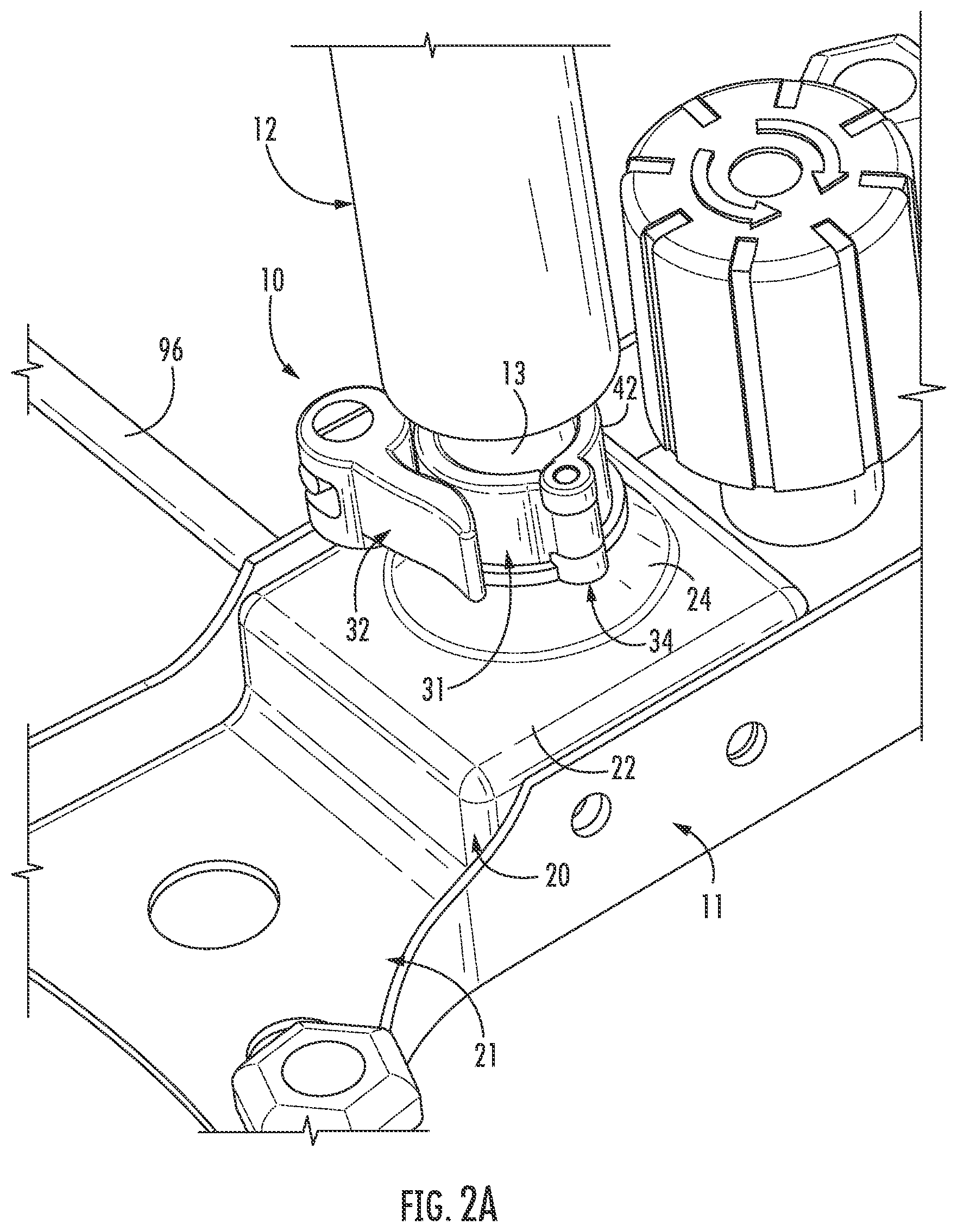 Patent US11779118 Figure 2 – Seat plate gas cylinder quick-release device