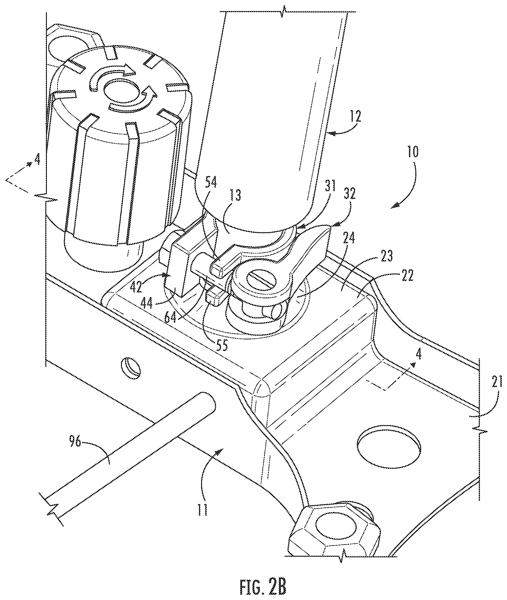 Patent US11779118 Figure 3 – Seat plate gas cylinder quick-release device