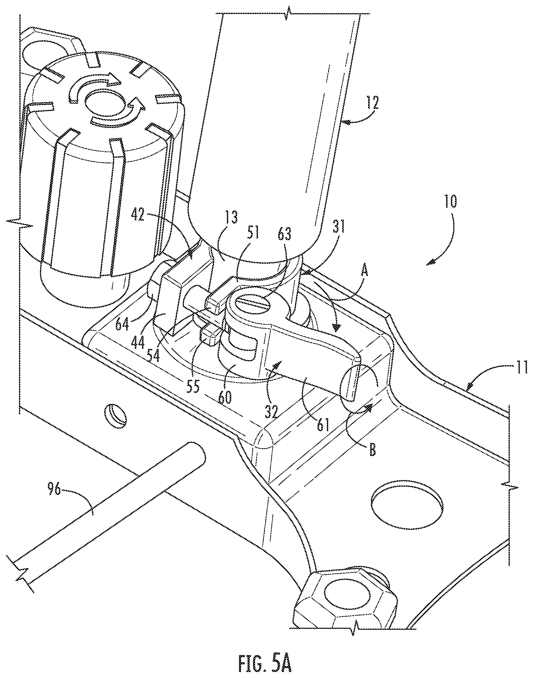 Patent US11779118 Figure 6 – Seat plate gas cylinder quick-release device