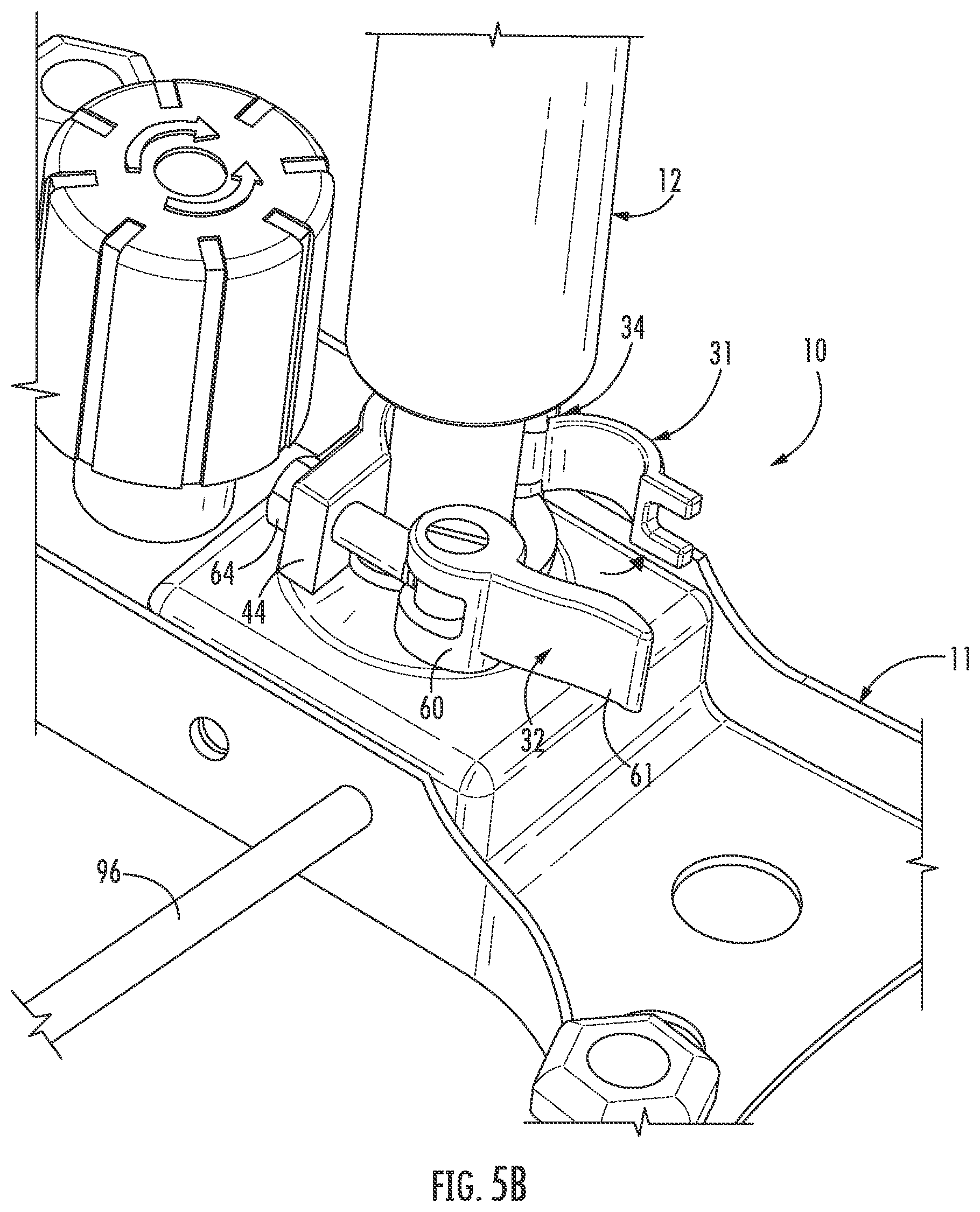 Patent US11779118 Figure 7 – Seat plate gas cylinder quick-release device