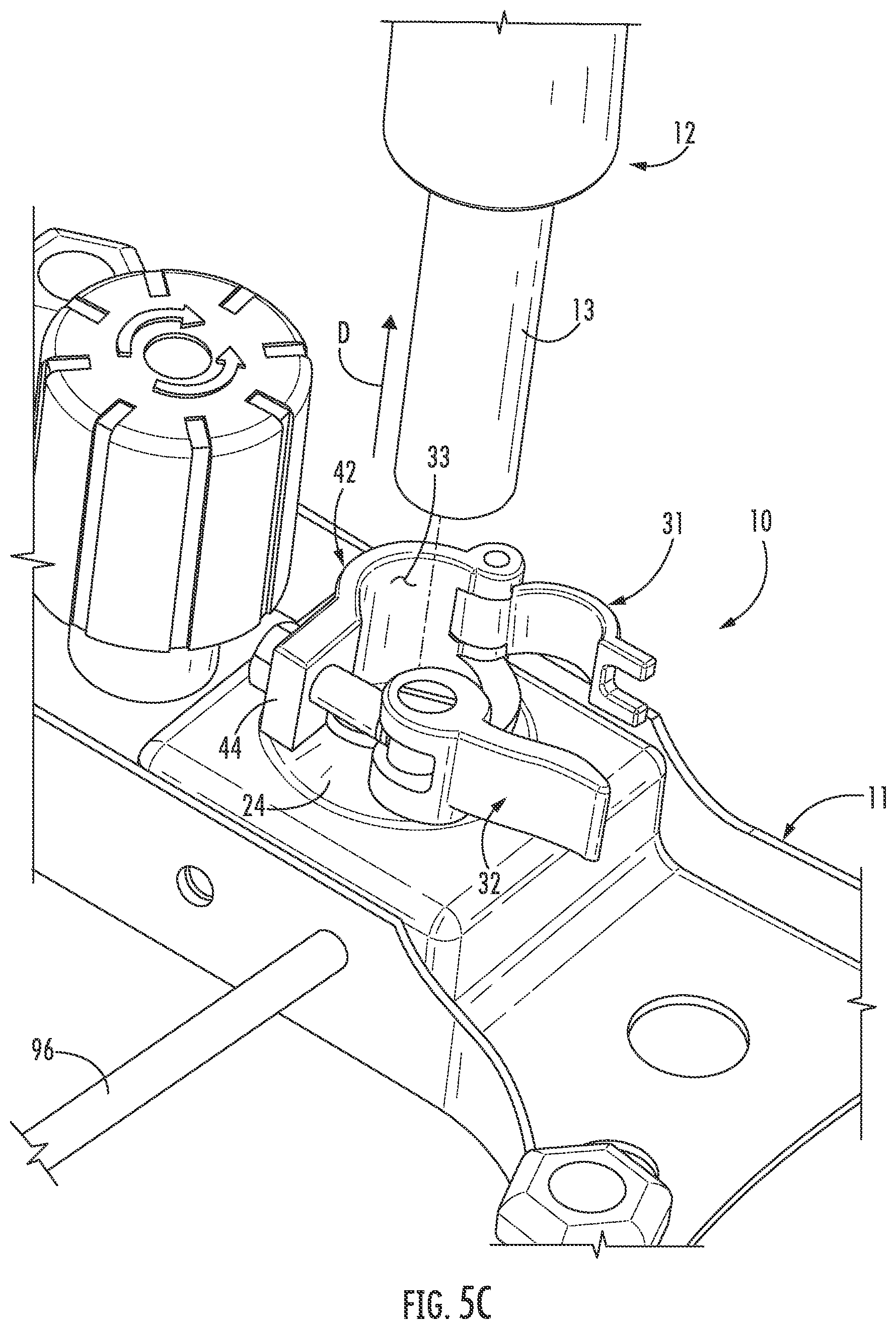Patent US11779118 Figure 8 – Seat plate gas cylinder quick-release device