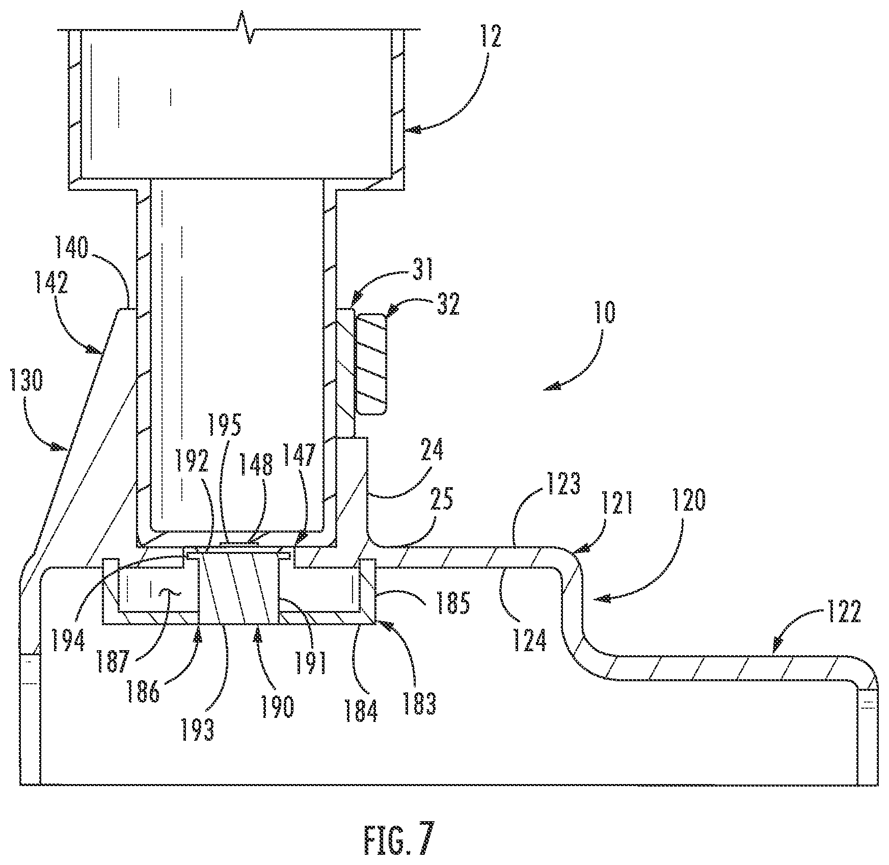 Patent US11779118 Figure 10 – Seat plate gas cylinder quick-release device
