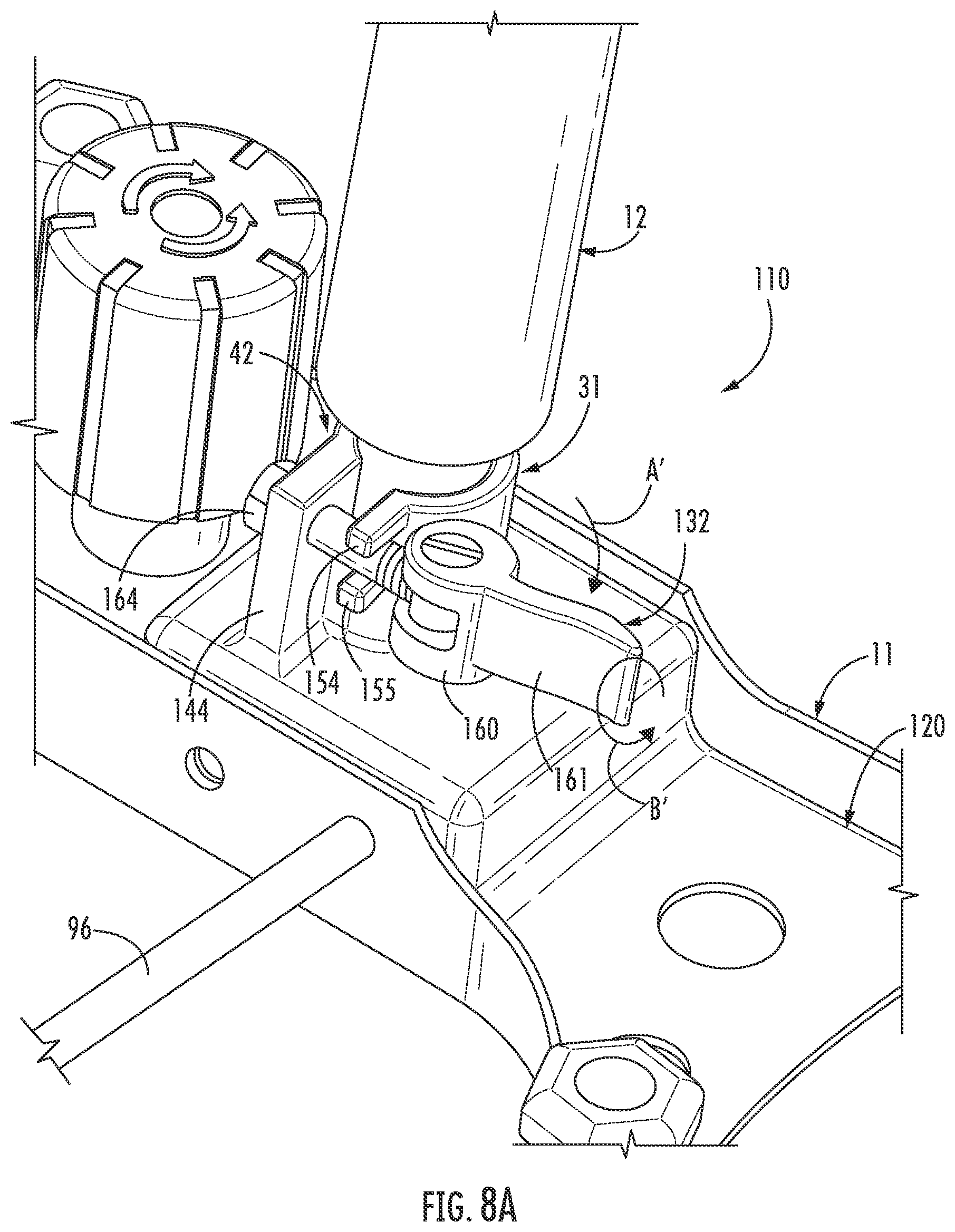 Patent US11779118 Figure 11 – Seat plate gas cylinder quick-release device