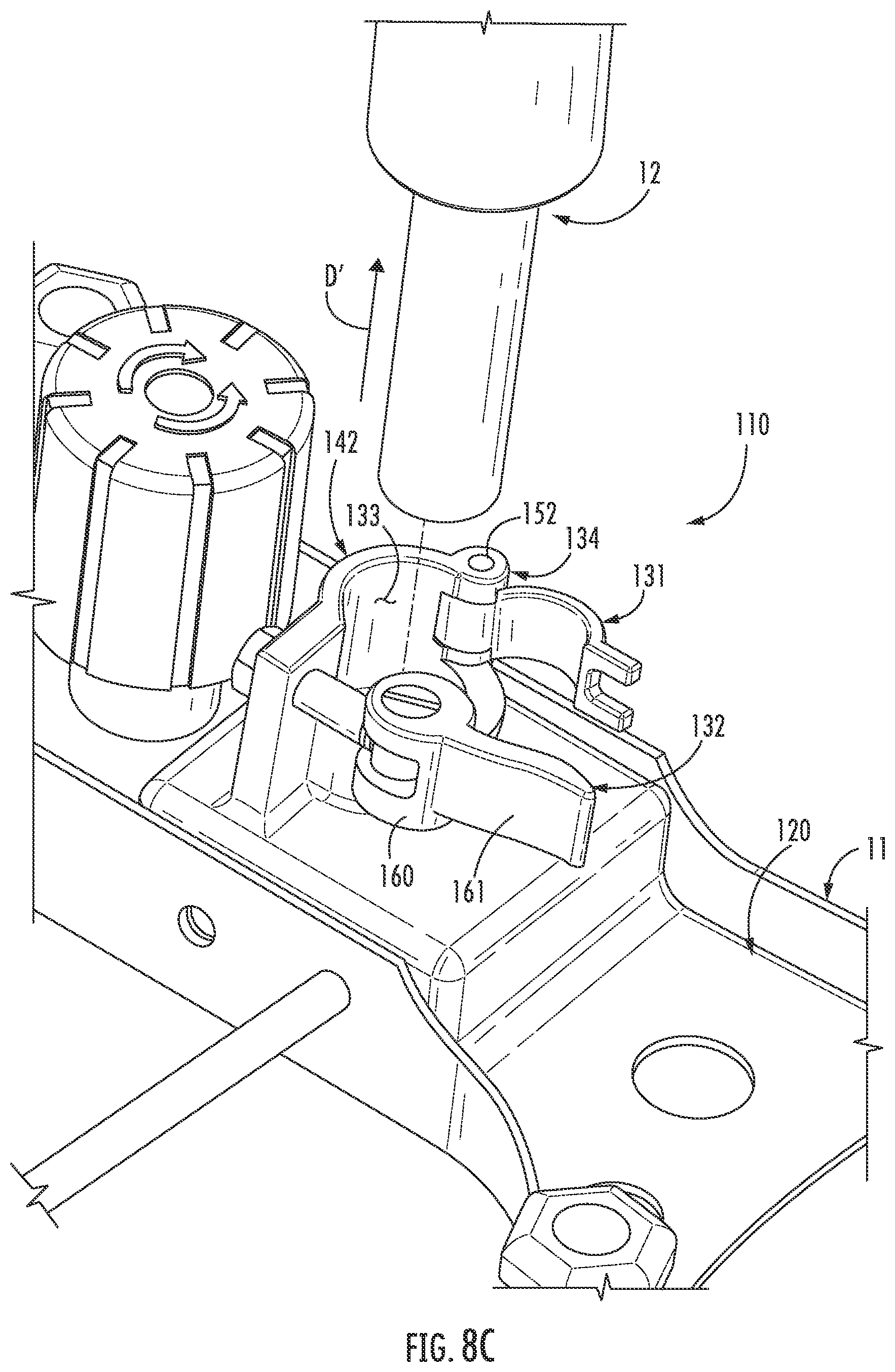 Patent US11779118 Figure 13 – Seat plate gas cylinder quick-release device