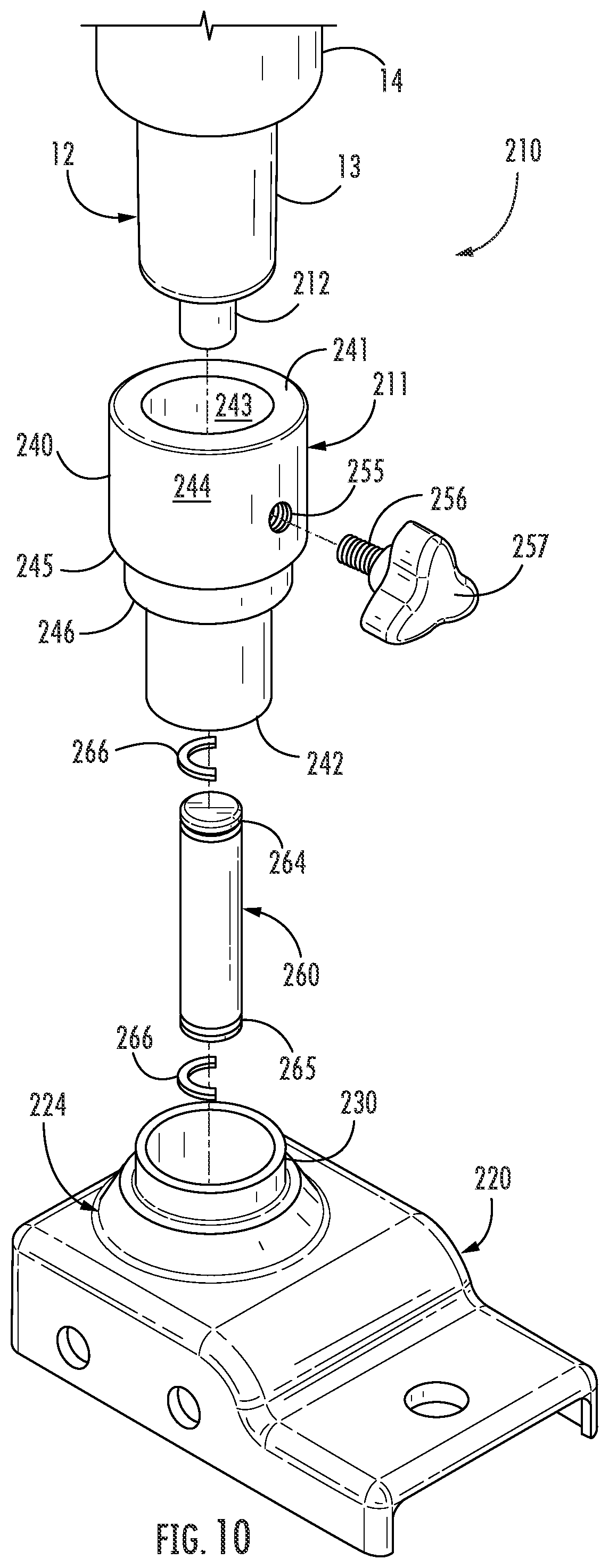 Patent US11779118 Figure 15 – Seat plate gas cylinder quick-release device