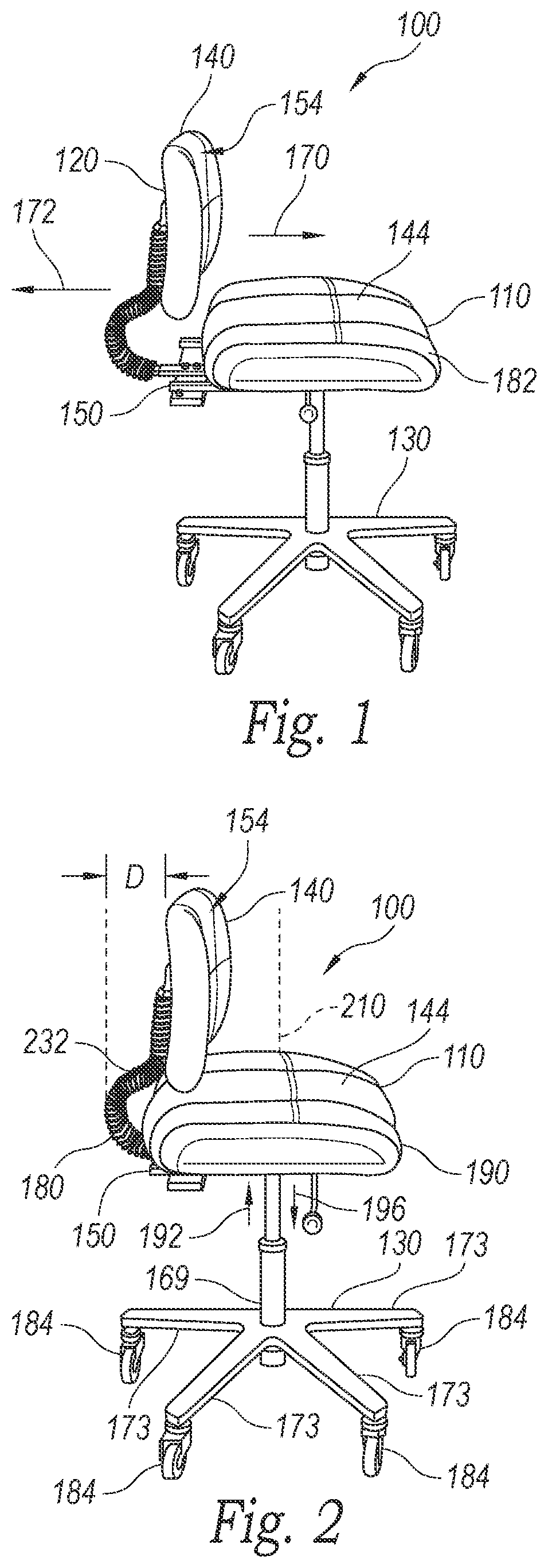Patent US11779120 Figure 1 – Chairs with adjustable back supports
