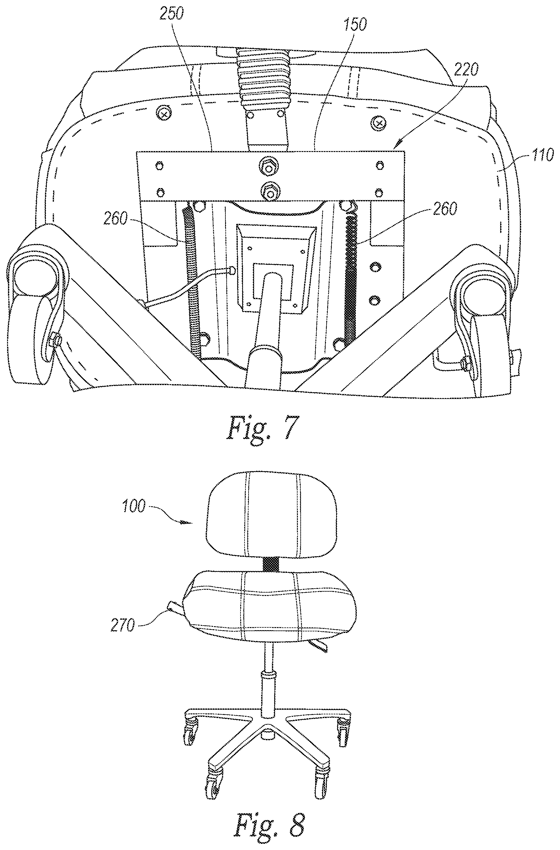 Patent US11779120 Figure 4 – Chairs with adjustable back supports
