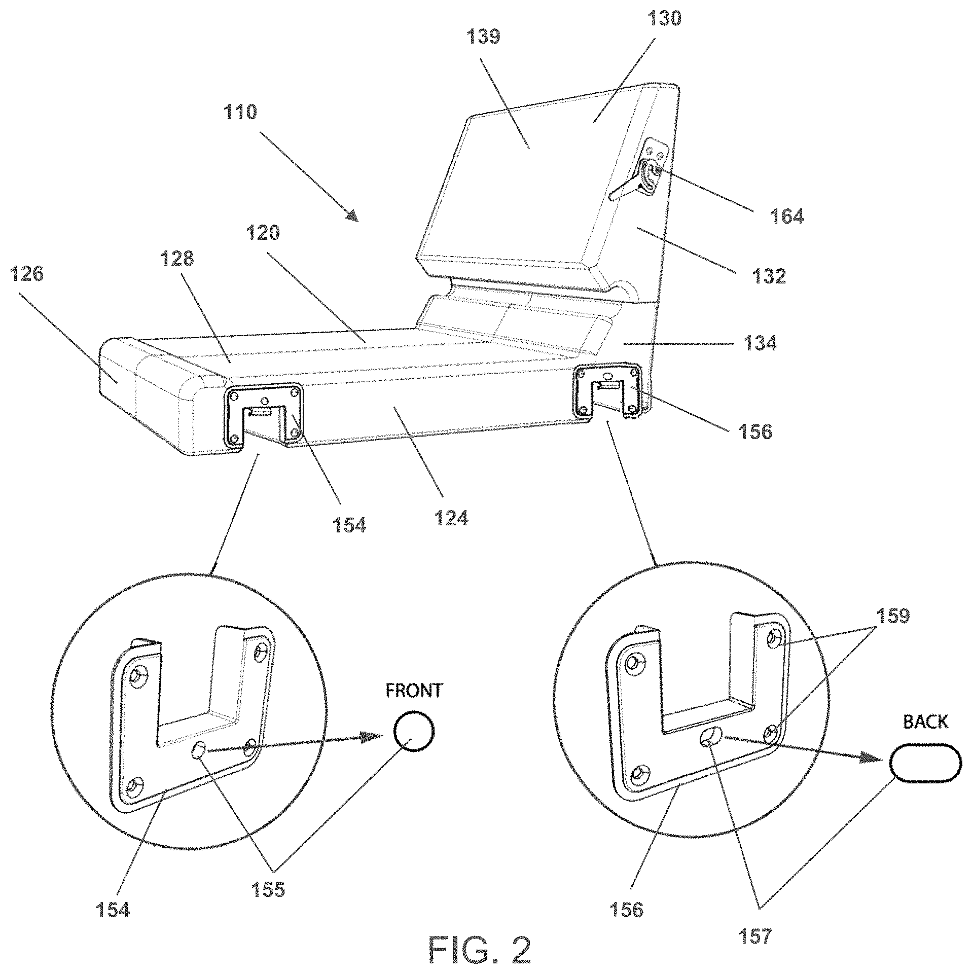 Patent US11779123 Figure 5 – Modular sofa construction and methods for assembly