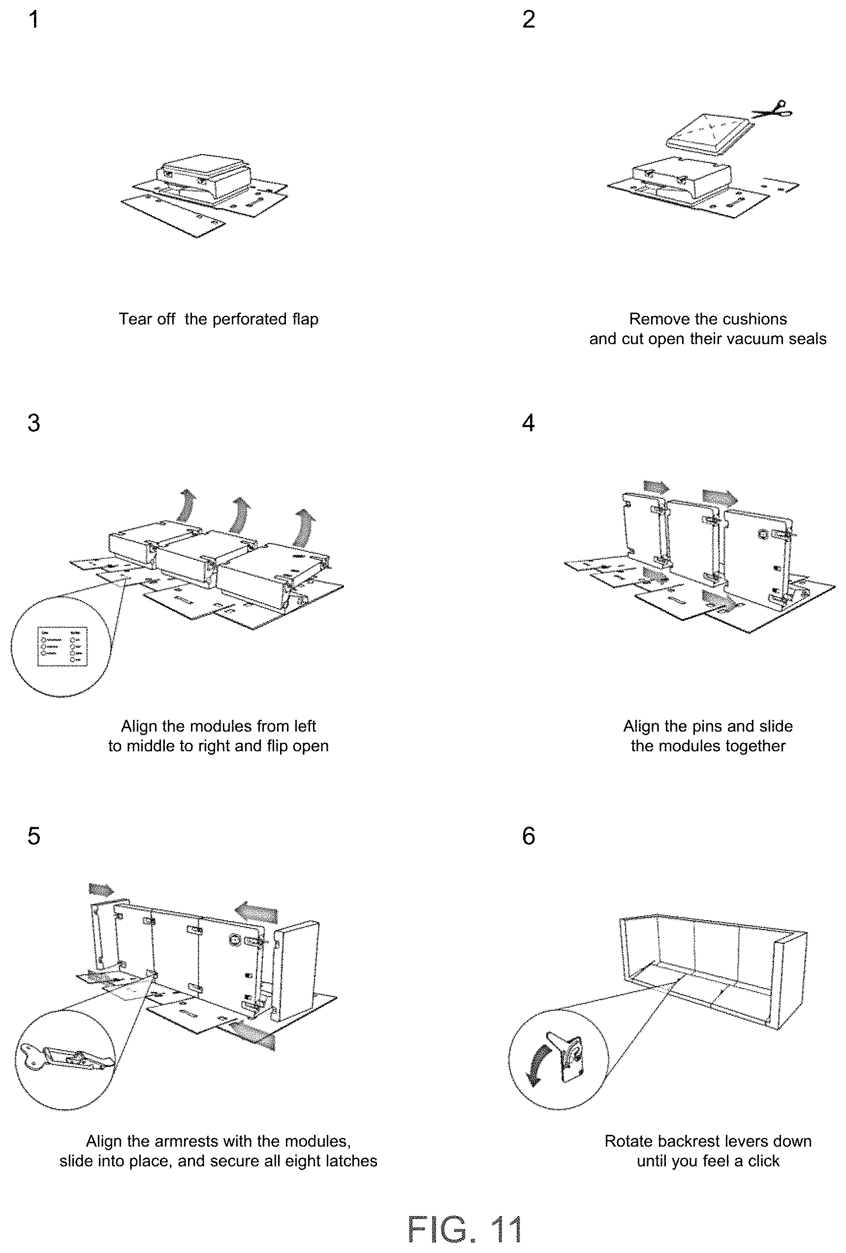 Patent US11779123 Figure 14 – Modular sofa construction and methods for assembly