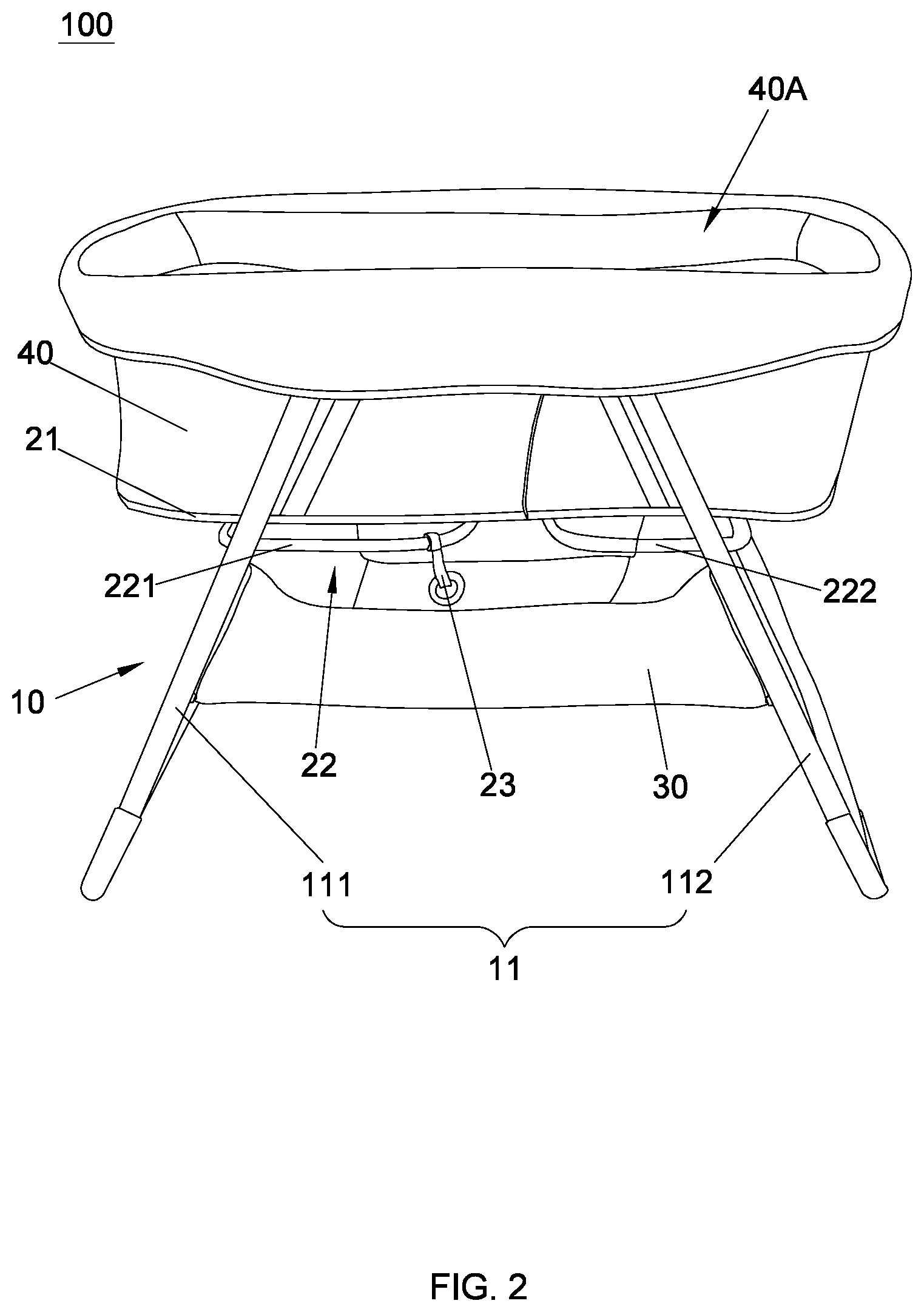 Patent US11779130 Figure 2 – Child bassinet