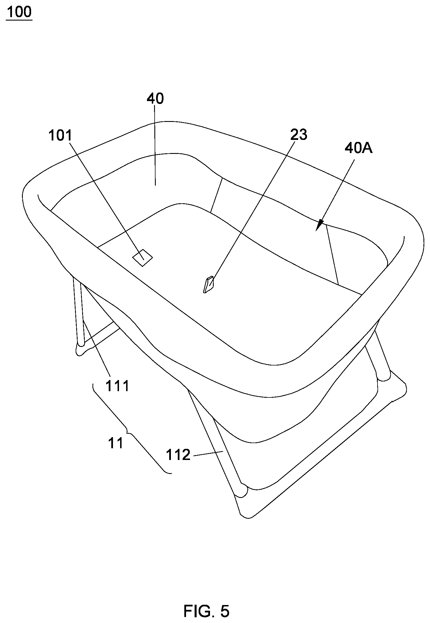 Patent US11779130 Figure 5 – Child bassinet