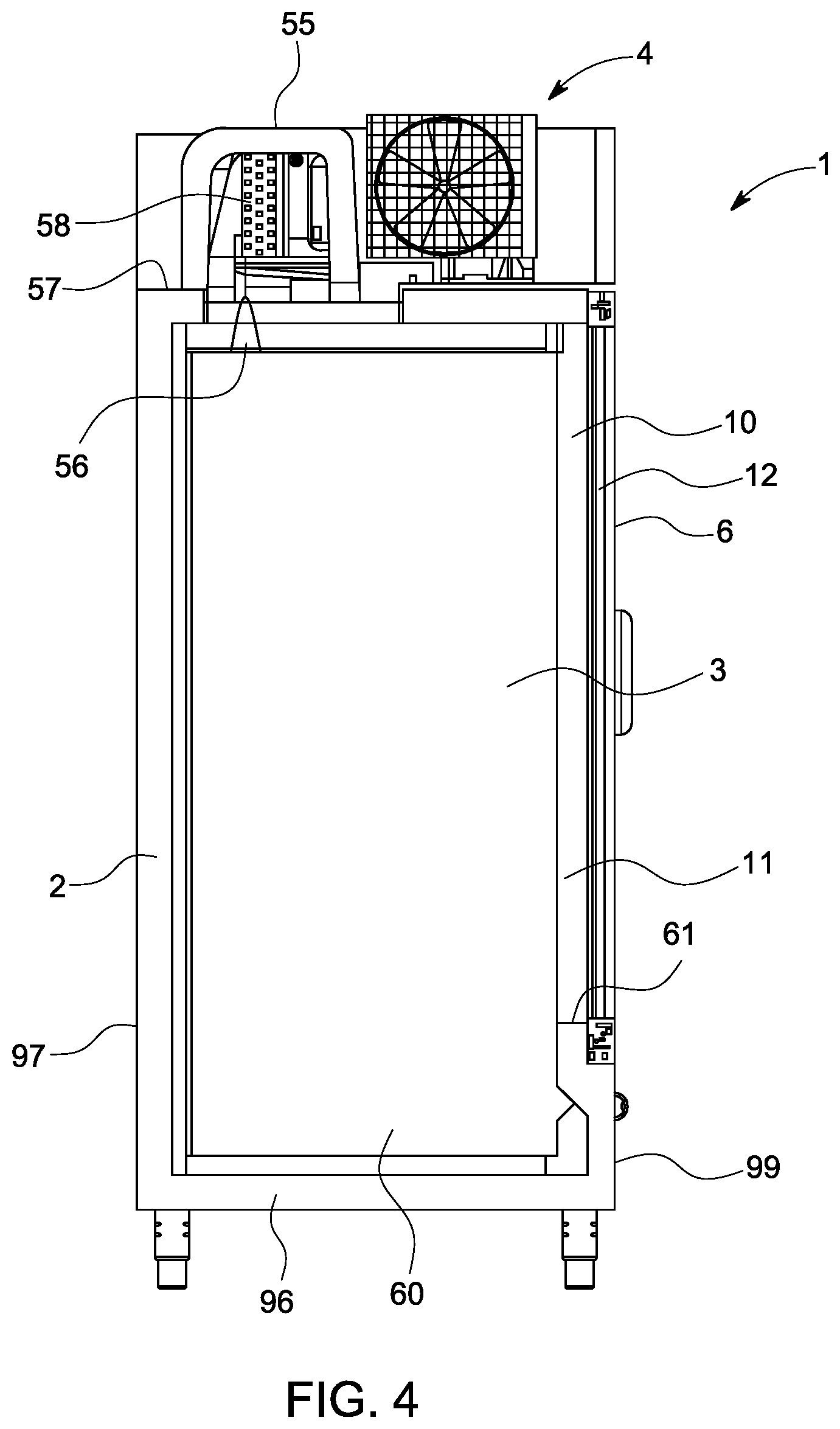 Patent US11779134 Figure 4 – Door arrangement for refrigerated merchandising cabinet