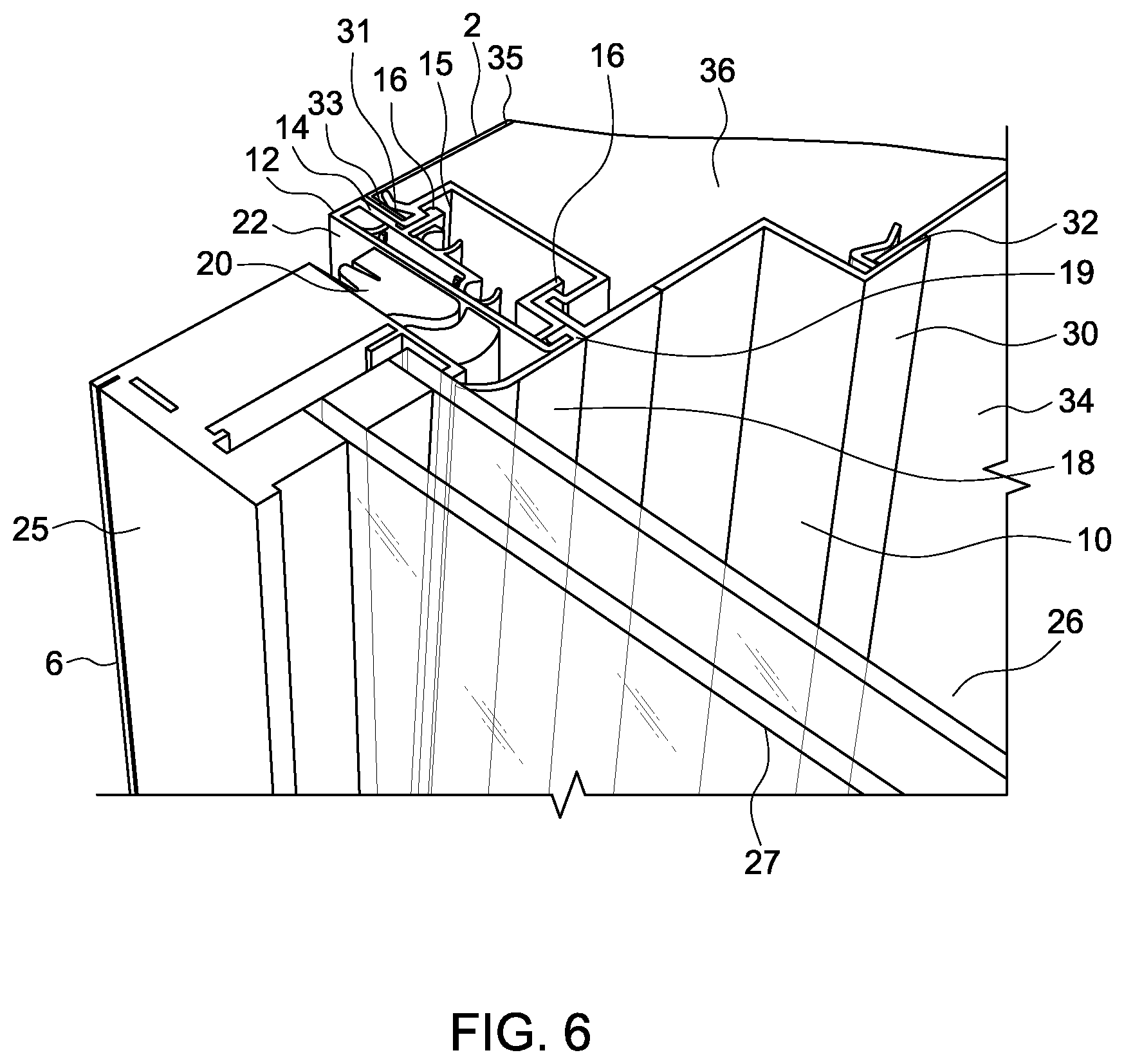 Patent US11779134 Figure 6 – Door arrangement for refrigerated merchandising cabinet