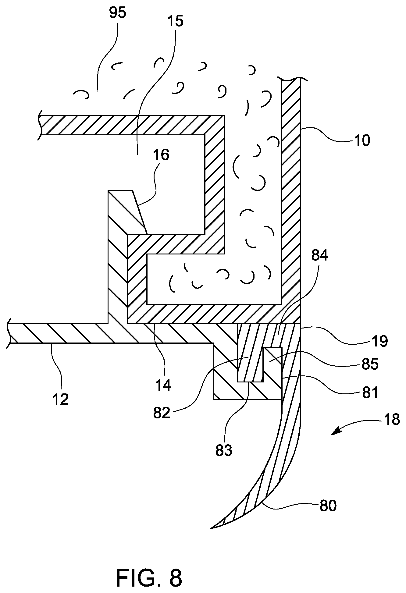 Patent US11779134 Figure 8 – Door arrangement for refrigerated merchandising cabinet