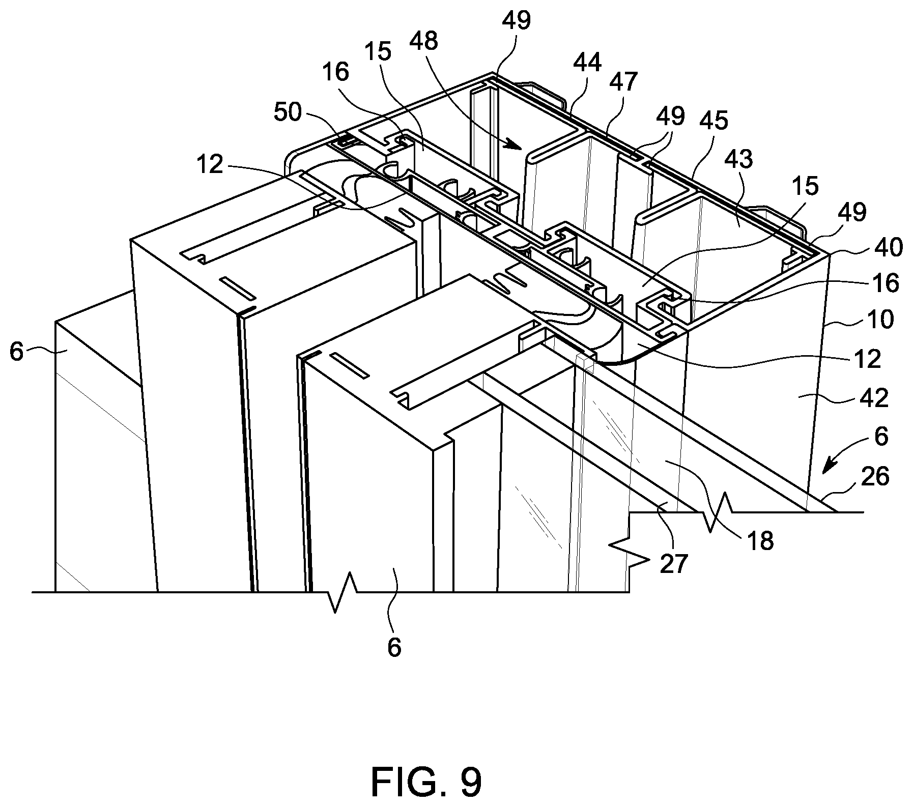 Patent US11779134 Figure 9 – Door arrangement for refrigerated merchandising cabinet