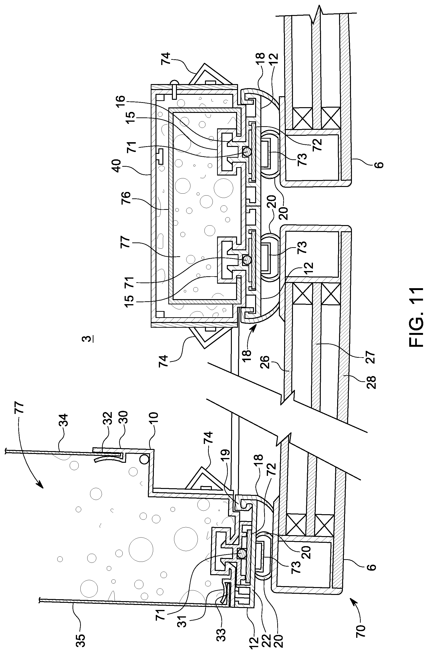 Patent US11779134 Figure 11 – Door arrangement for refrigerated merchandising cabinet