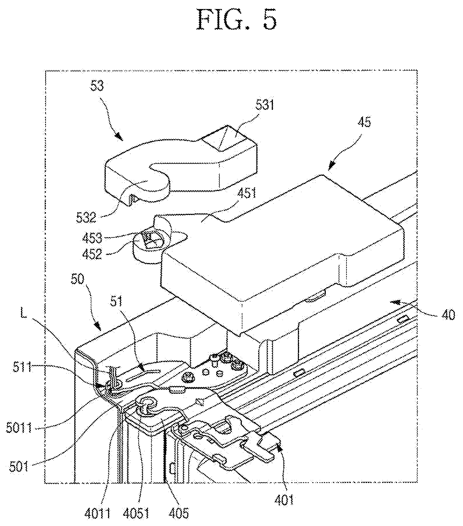 Patent US11779135 Figure 5 – Refrigerator having panel assembly covering opening of outer plate of door