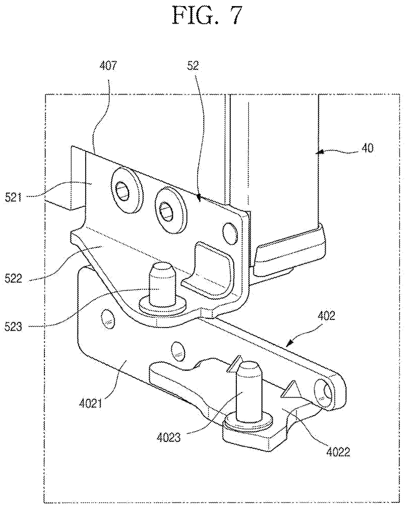 Patent US11779135 Figure 7 – Refrigerator having panel assembly covering opening of outer plate of door