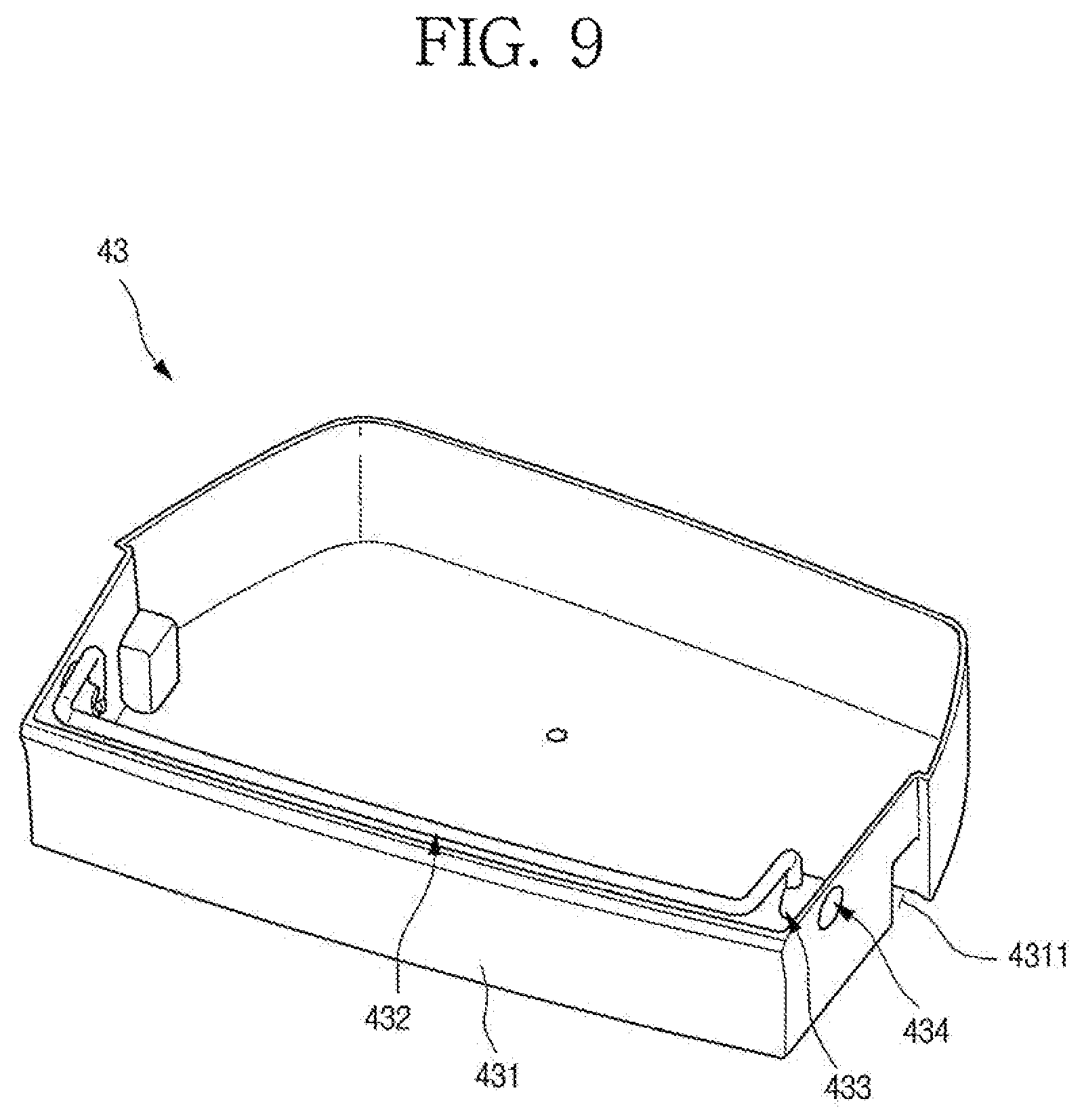 Patent US11779135 Figure 9 – Refrigerator having panel assembly covering opening of outer plate of door