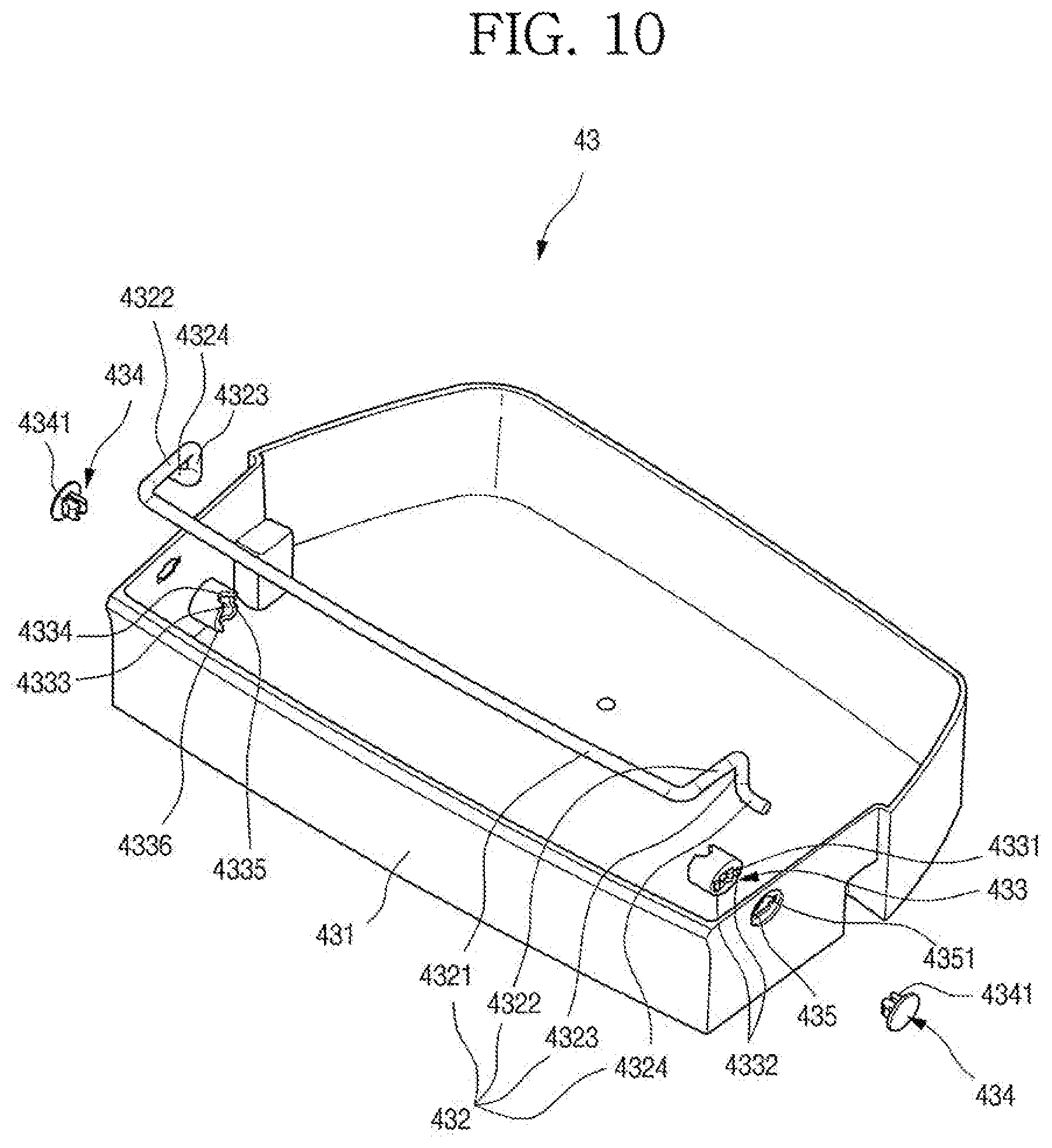 Patent US11779135 Figure 10 – Refrigerator having panel assembly covering opening of outer plate of door