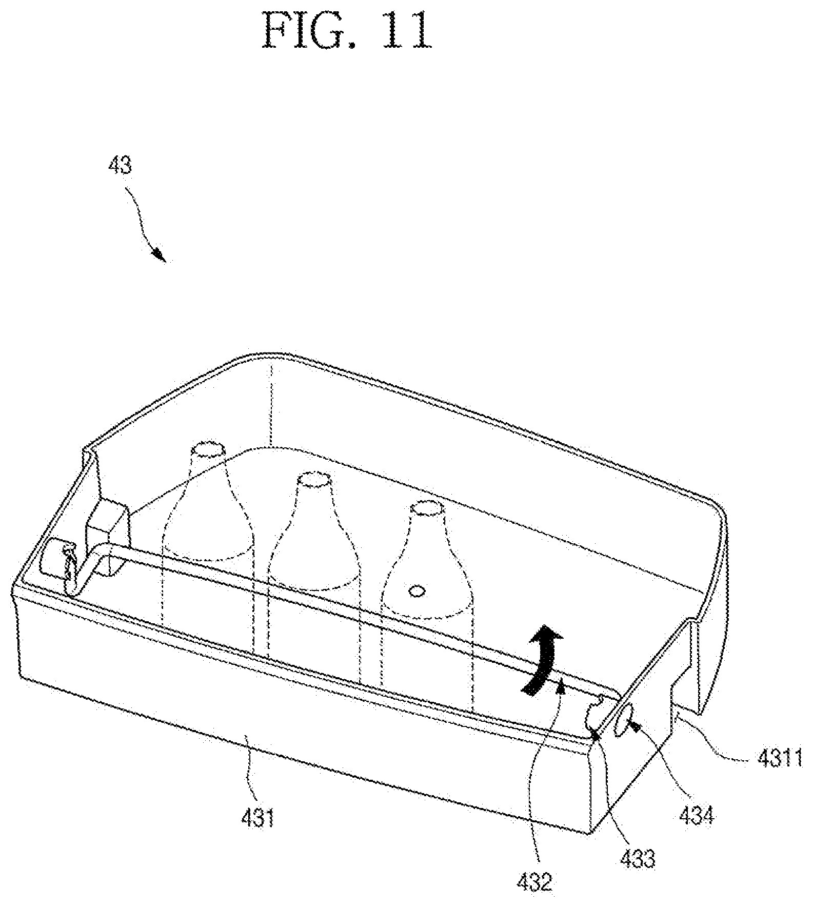 Patent US11779135 Figure 11 – Refrigerator having panel assembly covering opening of outer plate of door