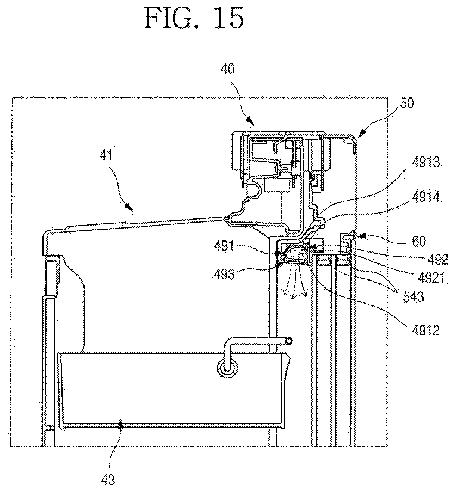 Patent US11779135 Figure 15 – Refrigerator having panel assembly covering opening of outer plate of door