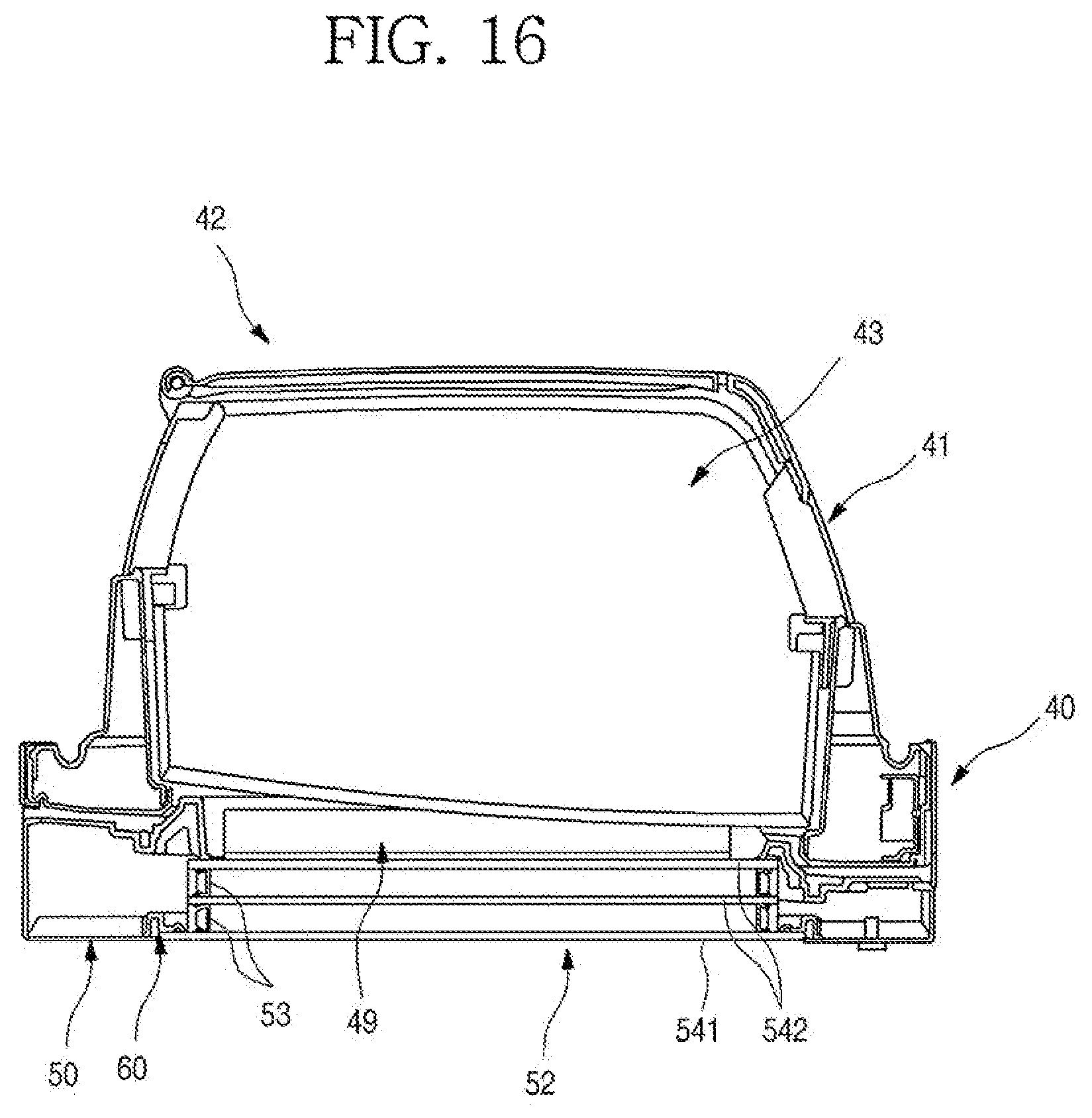 Patent US11779135 Figure 16 – Refrigerator having panel assembly covering opening of outer plate of door