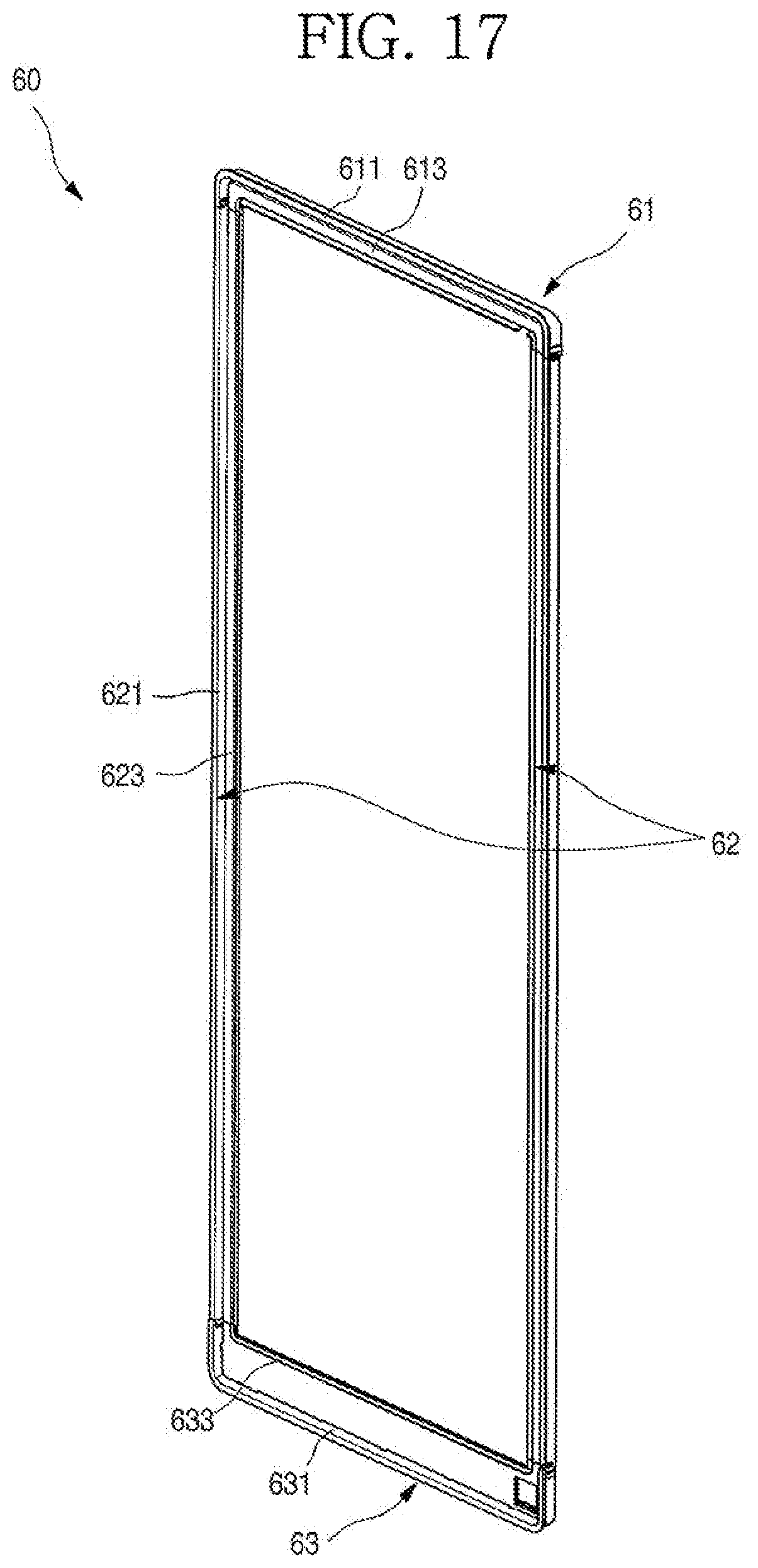 Patent US11779135 Figure 17 – Refrigerator having panel assembly covering opening of outer plate of door