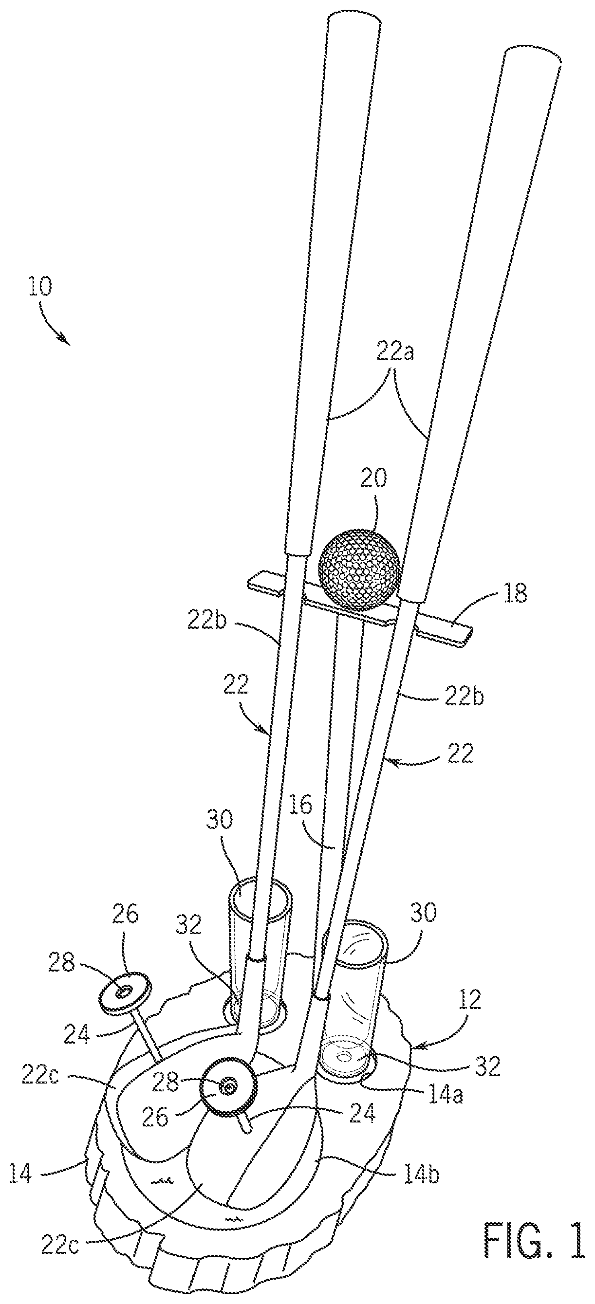 Patent US11779141 Figure 1 – Golf-themed device for consuming a beverage