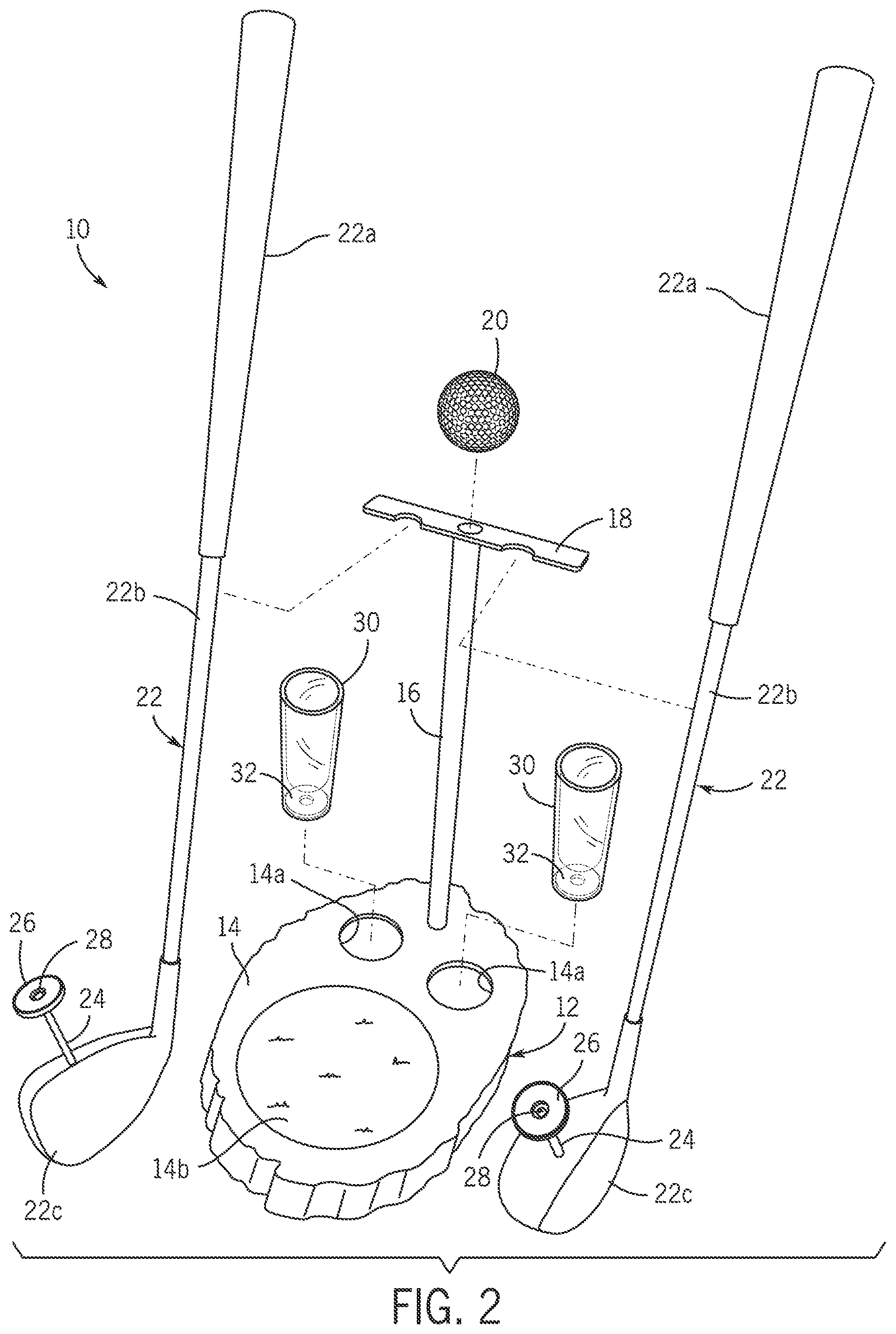 Patent US11779141 Figure 2 – Golf-themed device for consuming a beverage