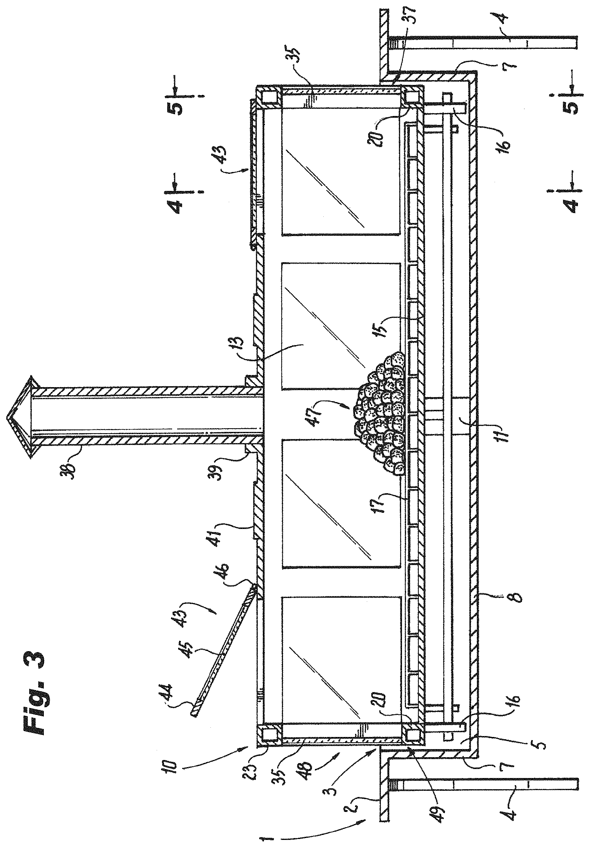 Patent US11779153 Figure 3 – Heating table with adjustable-height grill