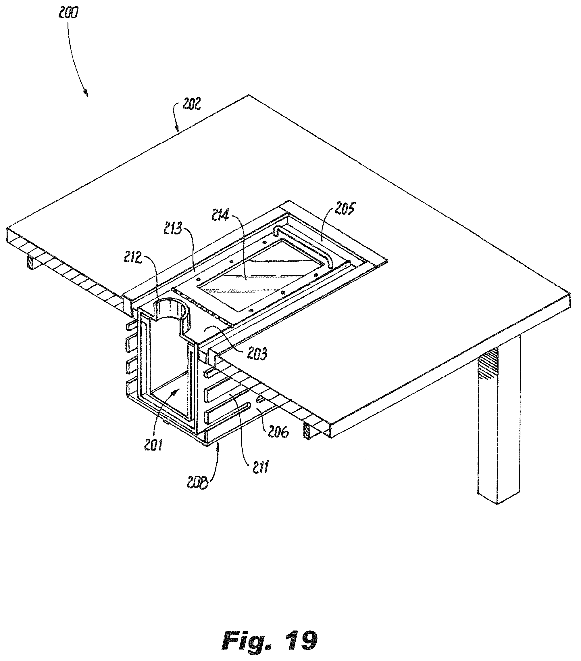 Patent US11779153 Figure 19 – Heating table with adjustable-height grill