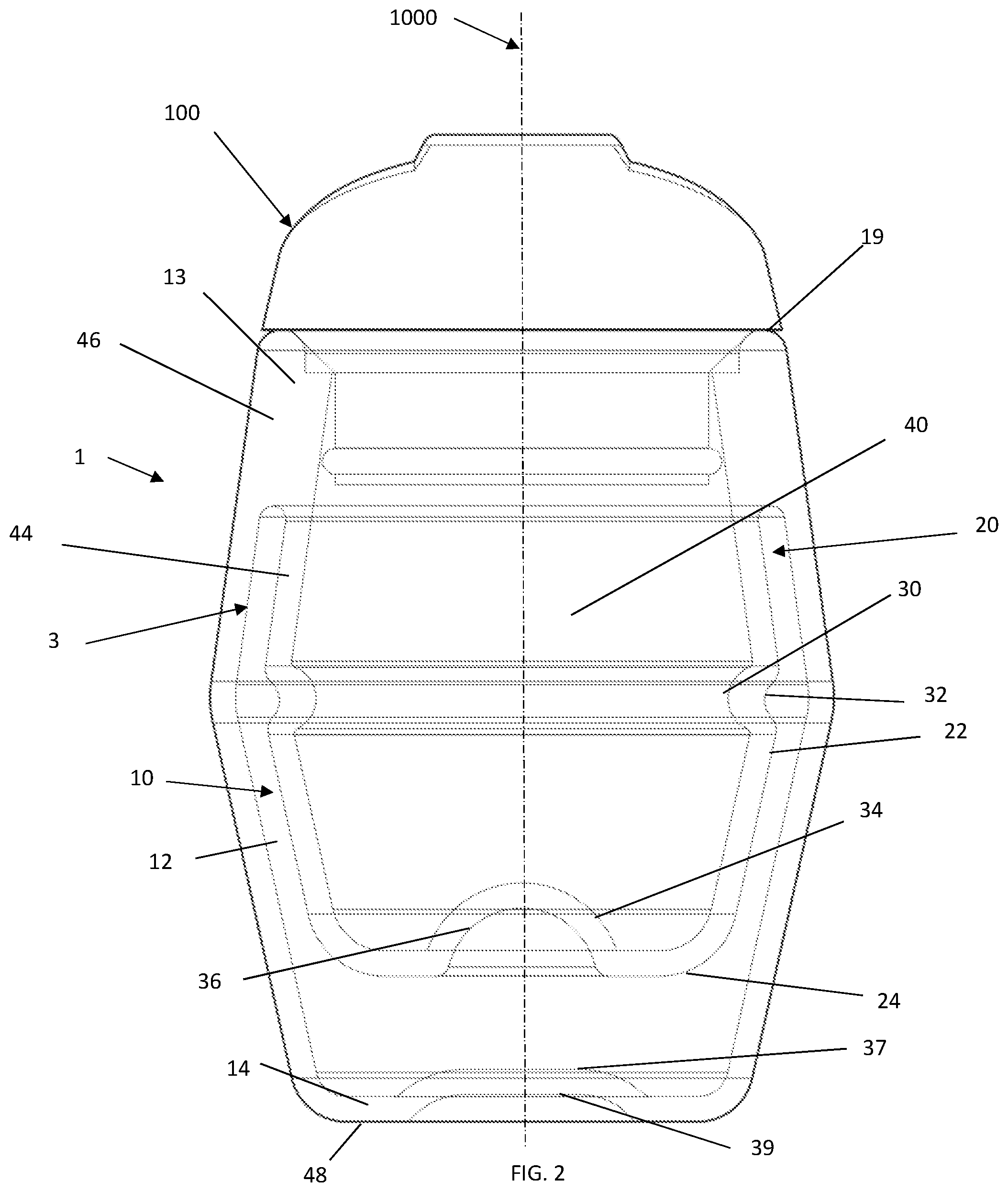 Patent US11779156 Figure 2 – Reusable beverage container assembly
