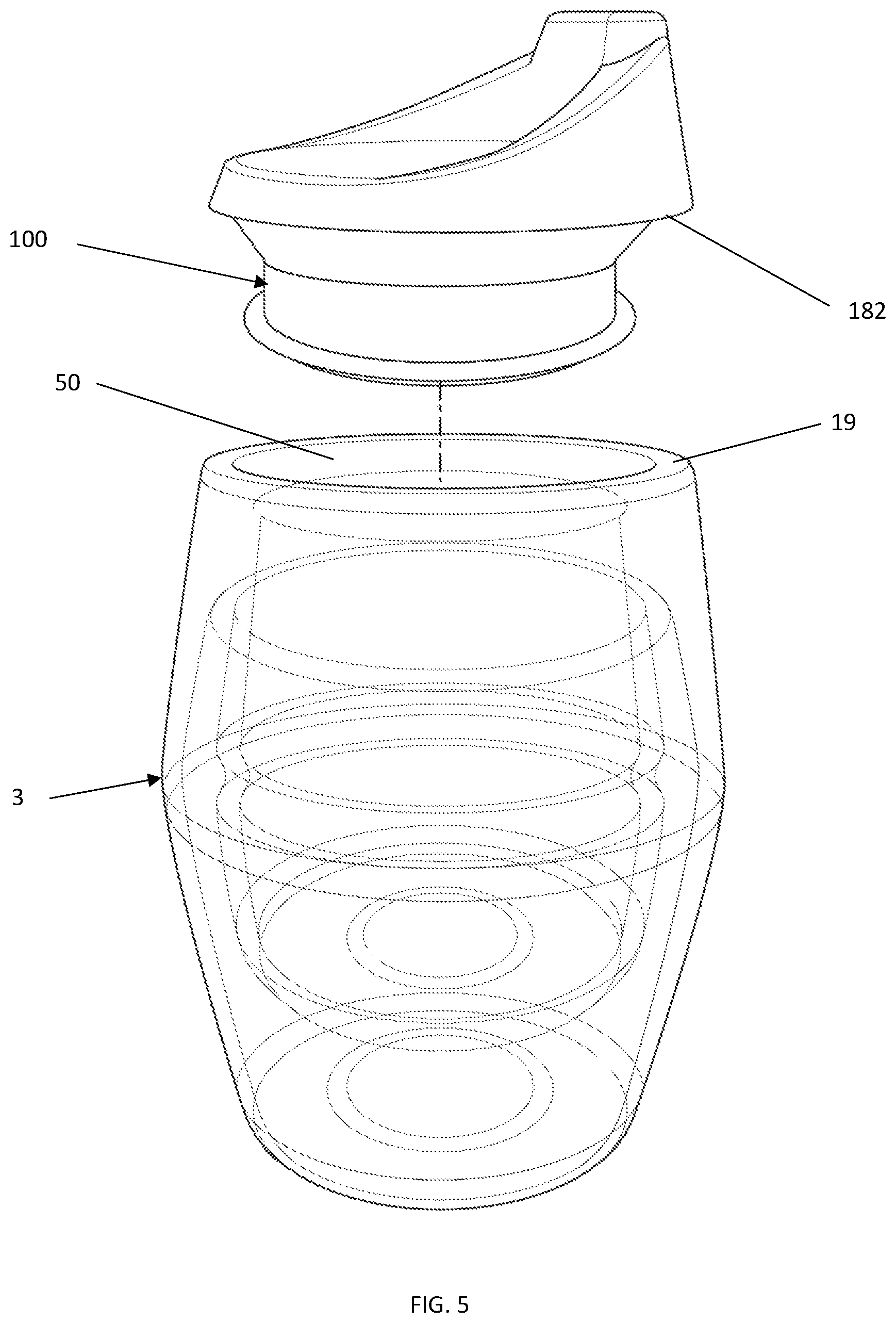 Patent US11779156 Figure 5 – Reusable beverage container assembly