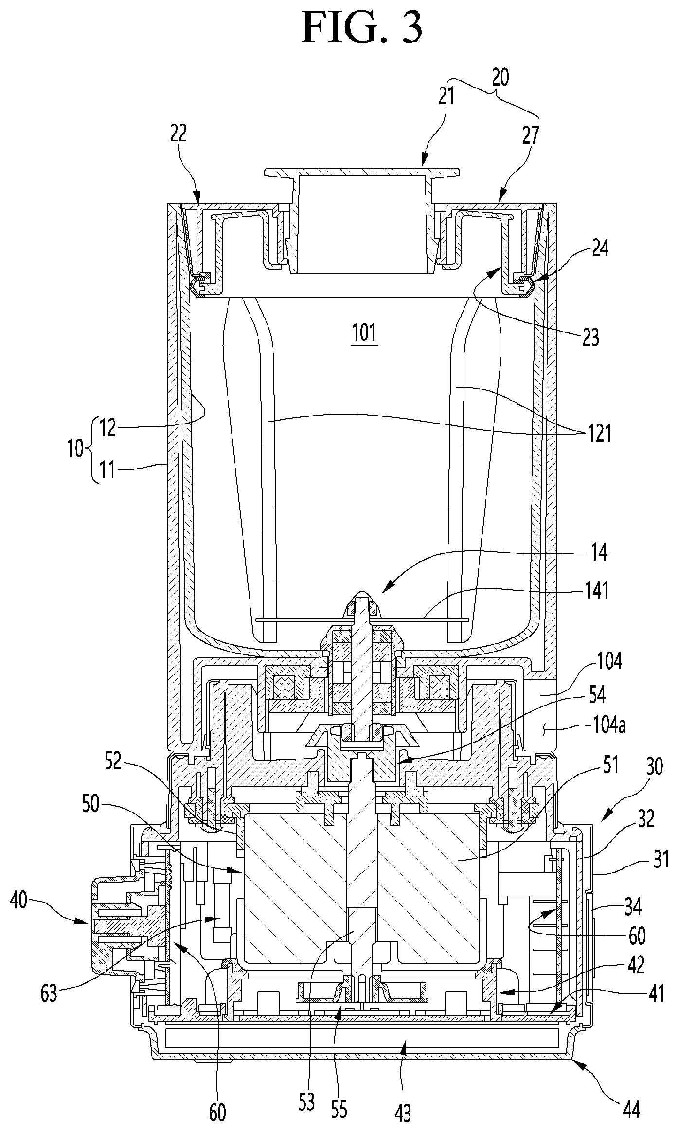 Patent US11779161 Figure 3 – Blender and lid for blender container