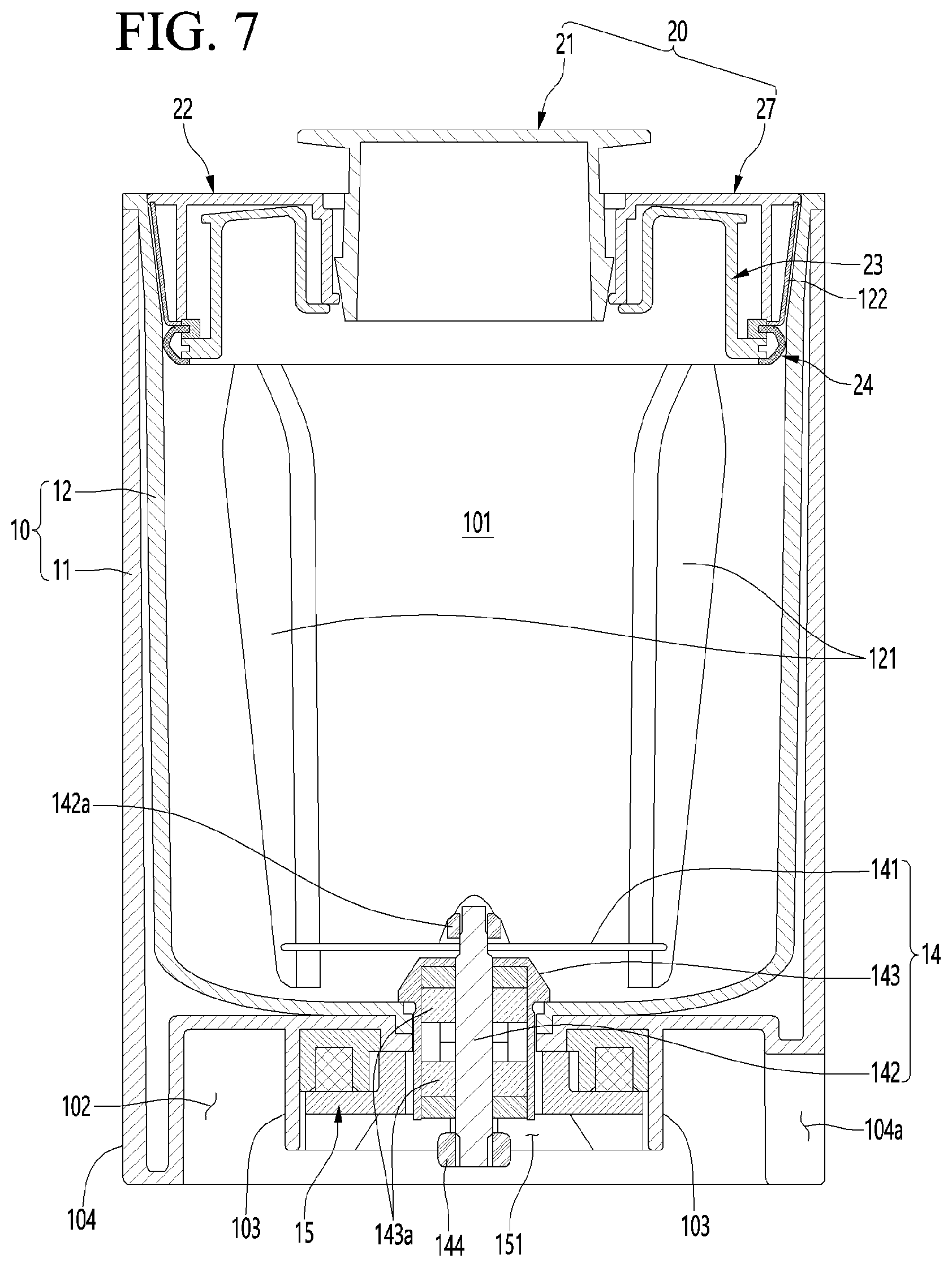 Patent US11779161 Figure 7 – Blender and lid for blender container