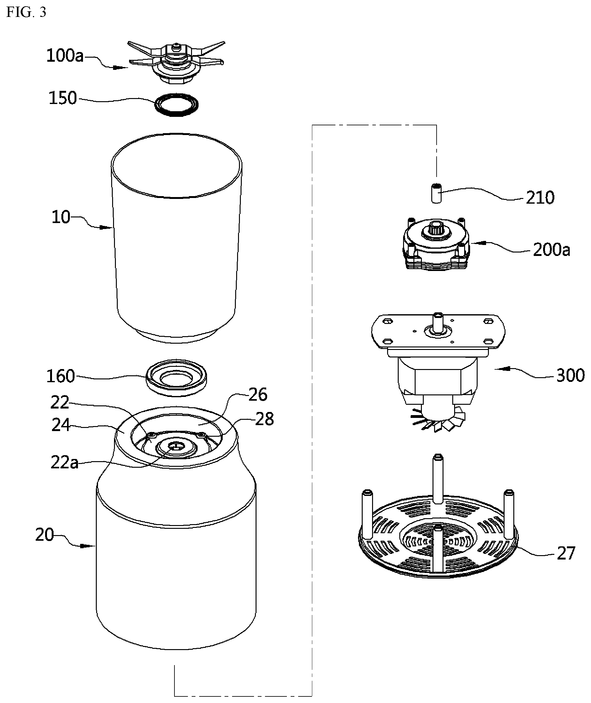 Patent US11779163 Figure 3 – Blender having bi-directionally rotatable blades