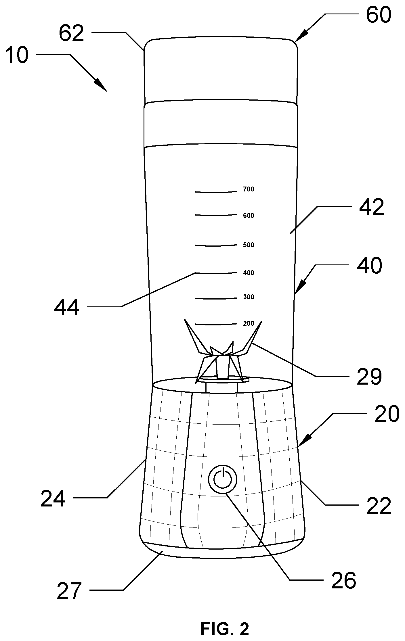Patent US11779164 Figure 2 – Portable smoothie maker with solar panels