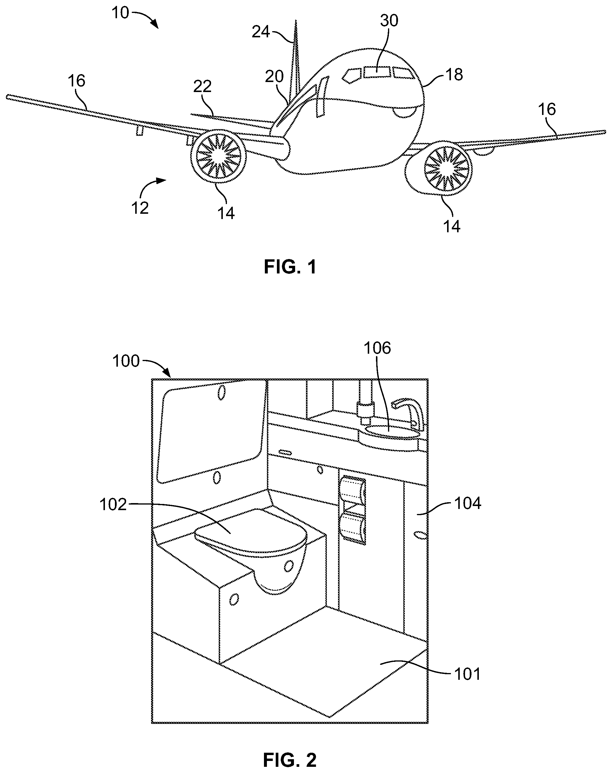 Patent US11779172 Figure 1 – Deployable transfer member for a lavatory