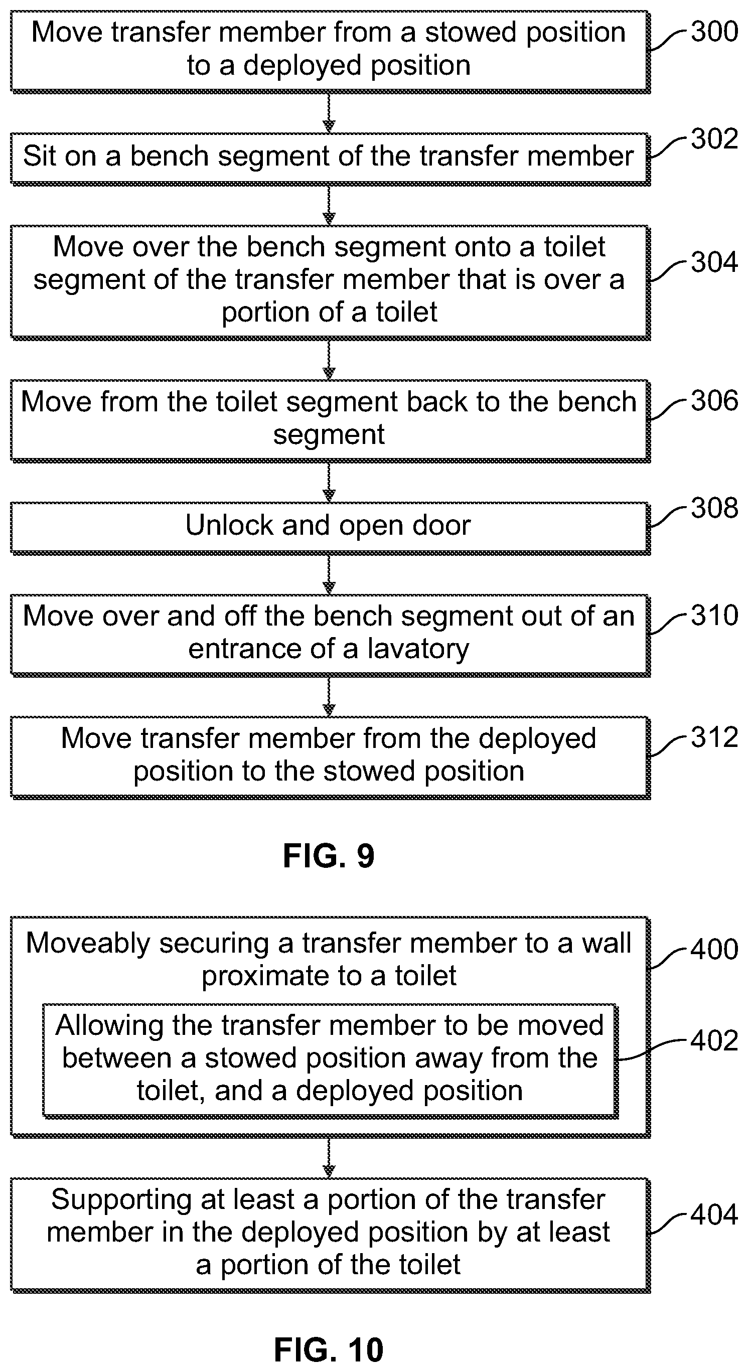 Patent US11779172 Figure 8 – Deployable transfer member for a lavatory