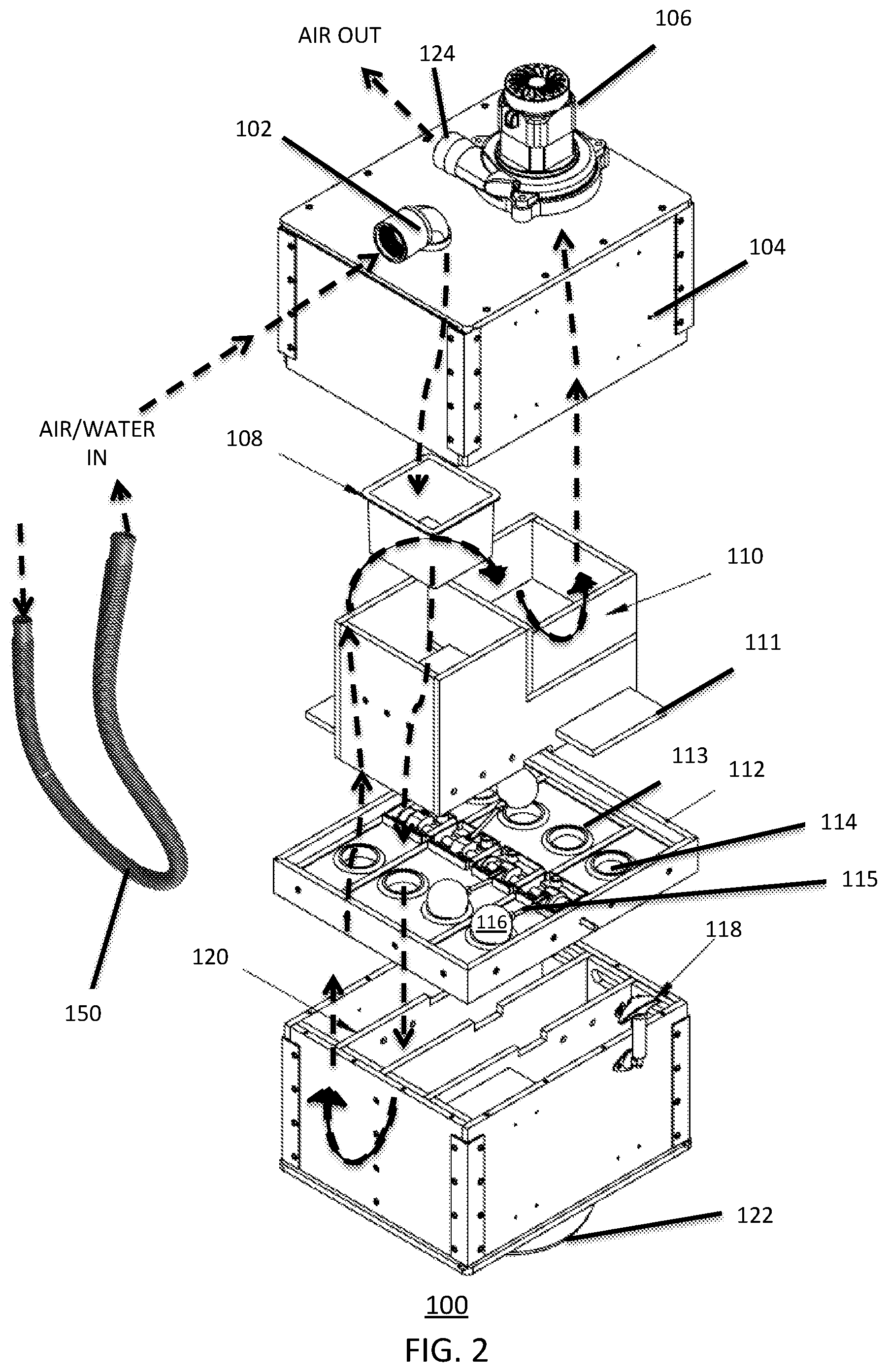 Patent US11779175 Figure 2 – Apparatus, system and method for vacuum with switchable collection chamber