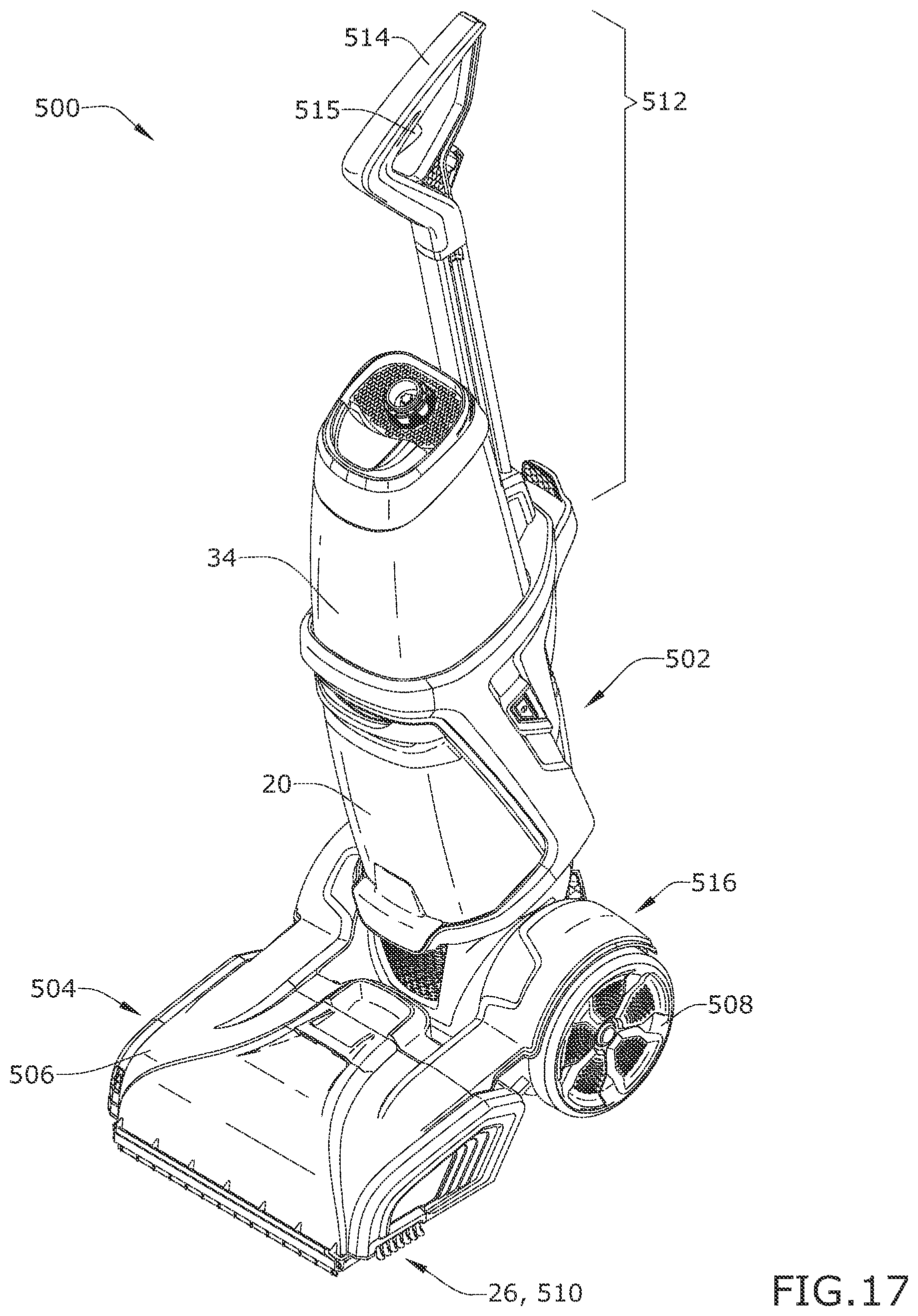 Patent US11779176 Figure 17 – Self-cleaning system and method for extraction cleaners