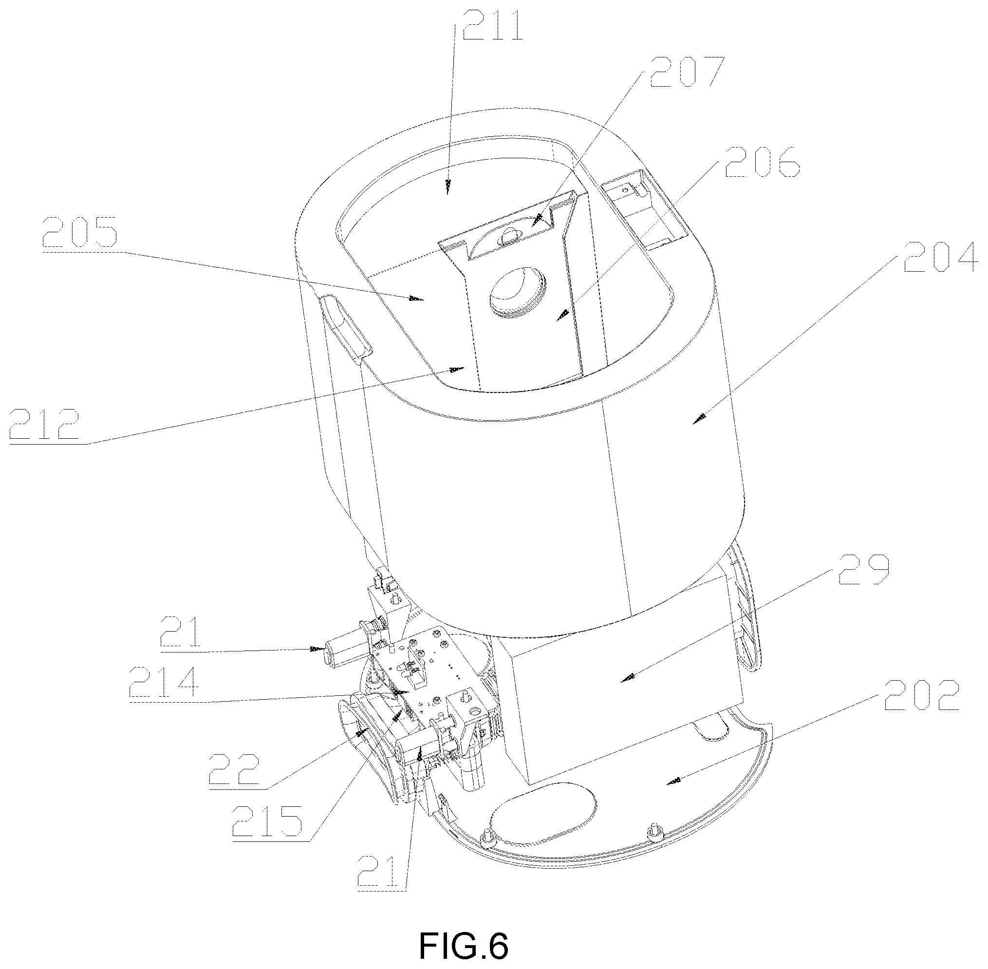 Patent US11779183 Figure 6 – Floor sweeping robot system with automatic dust collection function