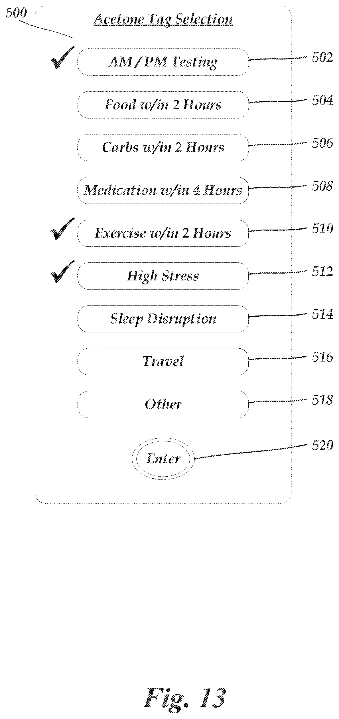 Patent US11779271 Figure 13 – Breath analysis system with measurement tagging interface