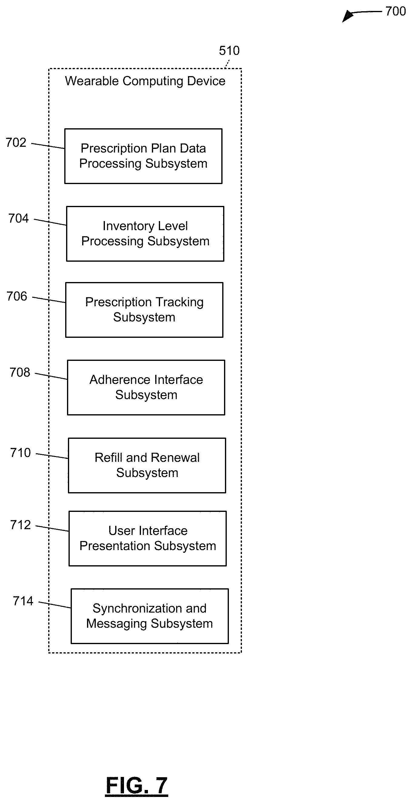 Patent US11779272 Figure 7 – Wearable devices and systems for prescription adherence