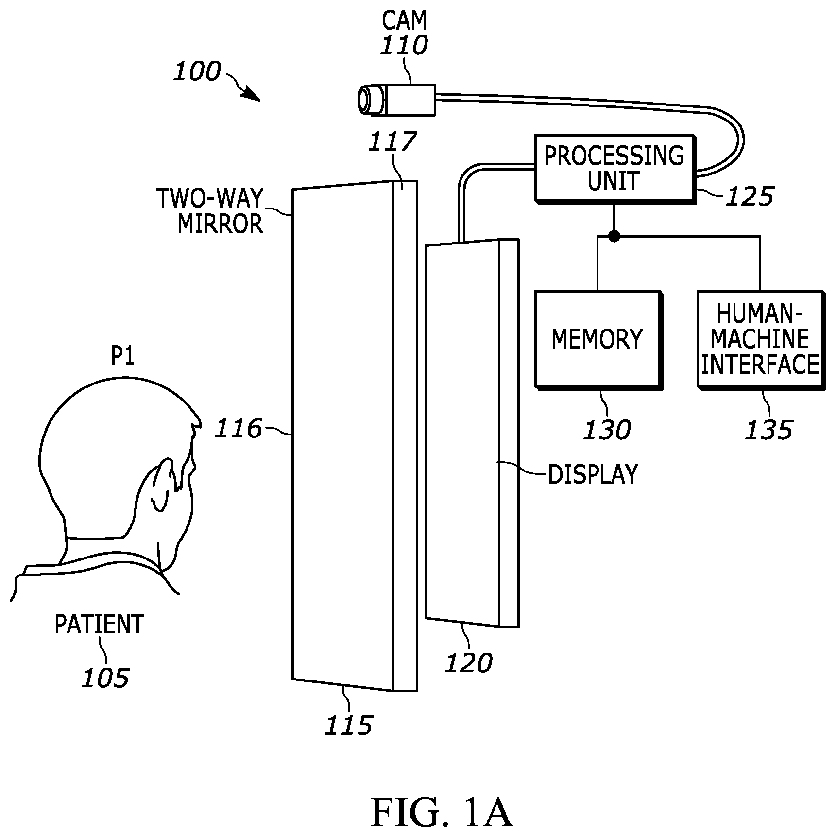 Patent US11779289 Figure 1 – Two-way mirror display for dental treatment system