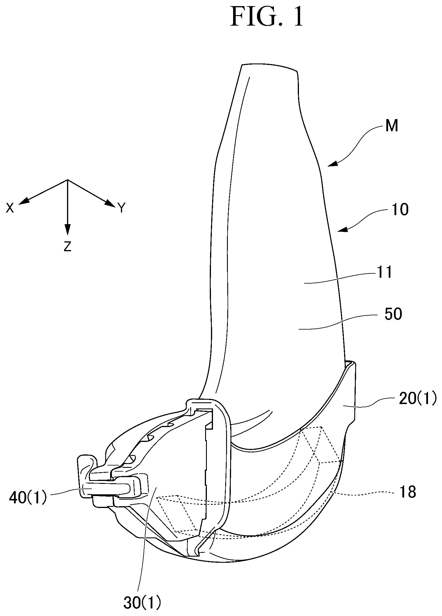 Patent US11779305 Figure 1 – Puncture adapter, ultrasonic probe, and ultrasonic probe unit for needle guide attachment